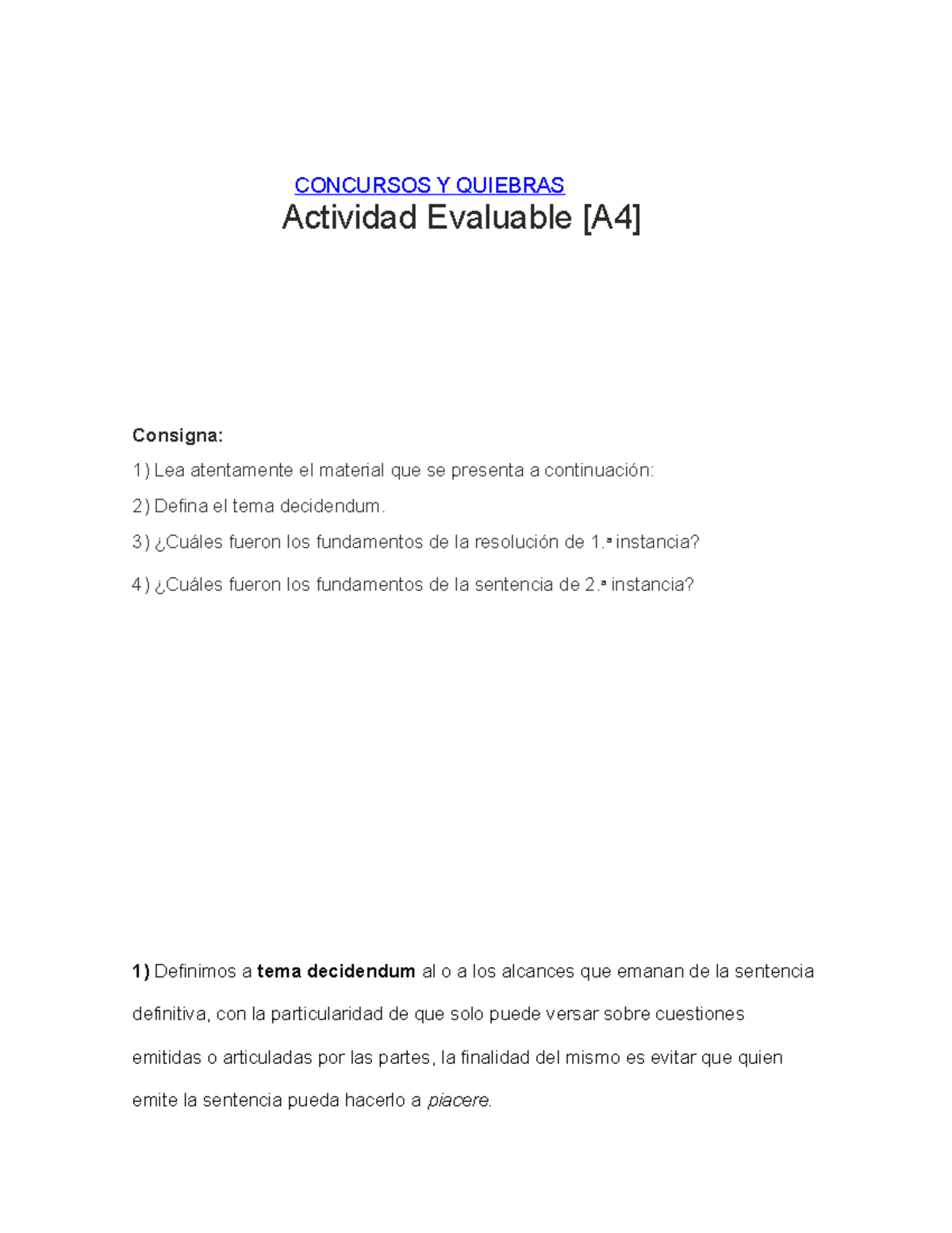 Actividad Evaluable [A4] - CONCURSOS Y QUIEBRAS Actividad Evaluable [A4 ...