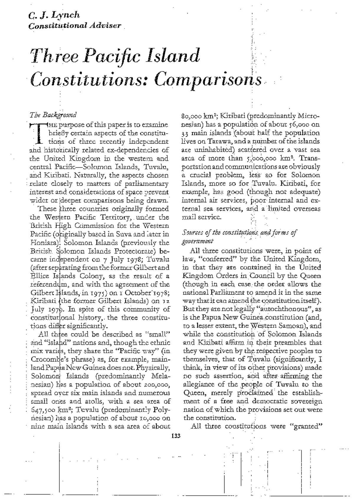 Three Pacific Islands Constitutions - a comparison - Constitutional Law ...