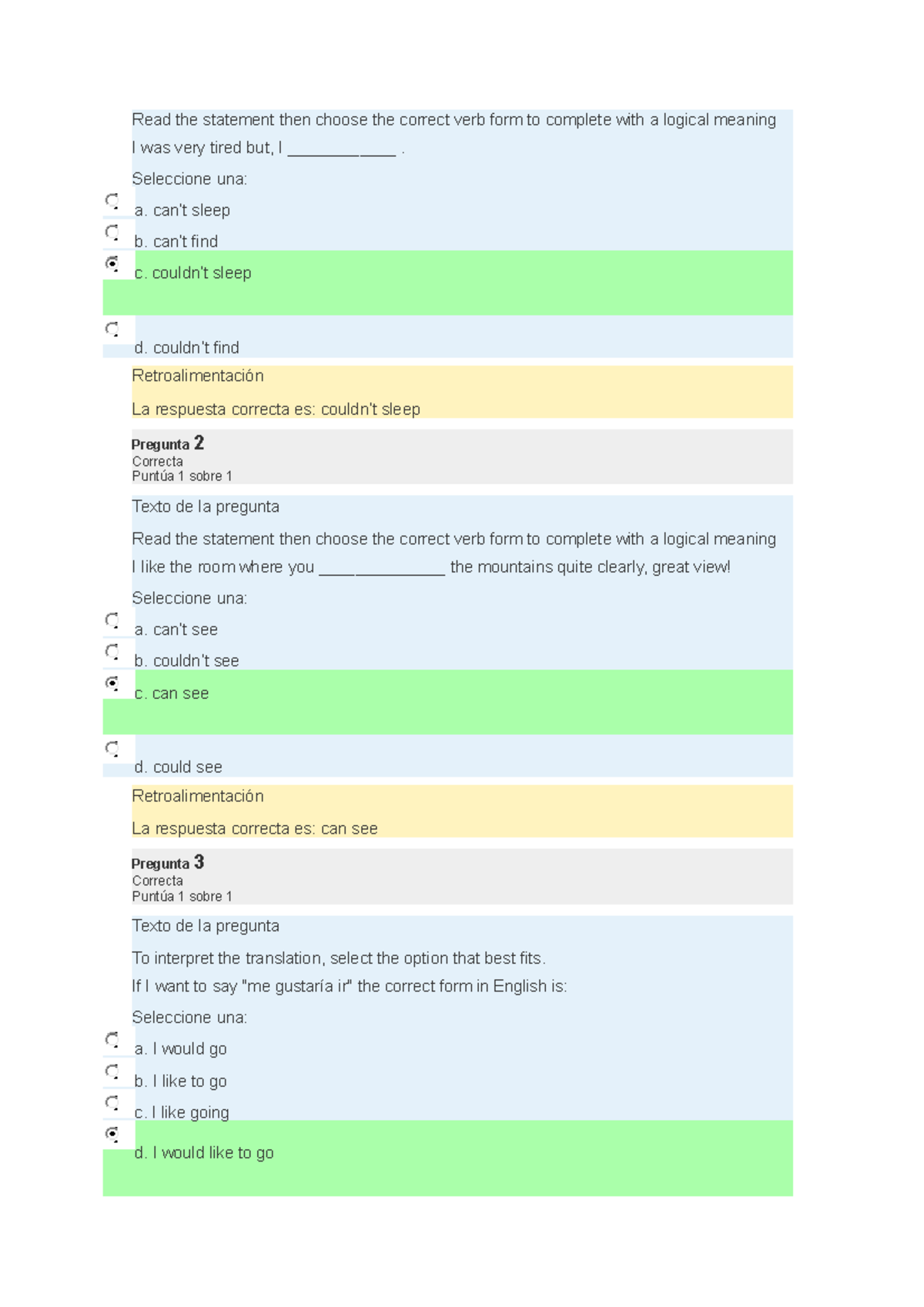 Assignment 7 Questionnaire U4 Read the statement then choose the