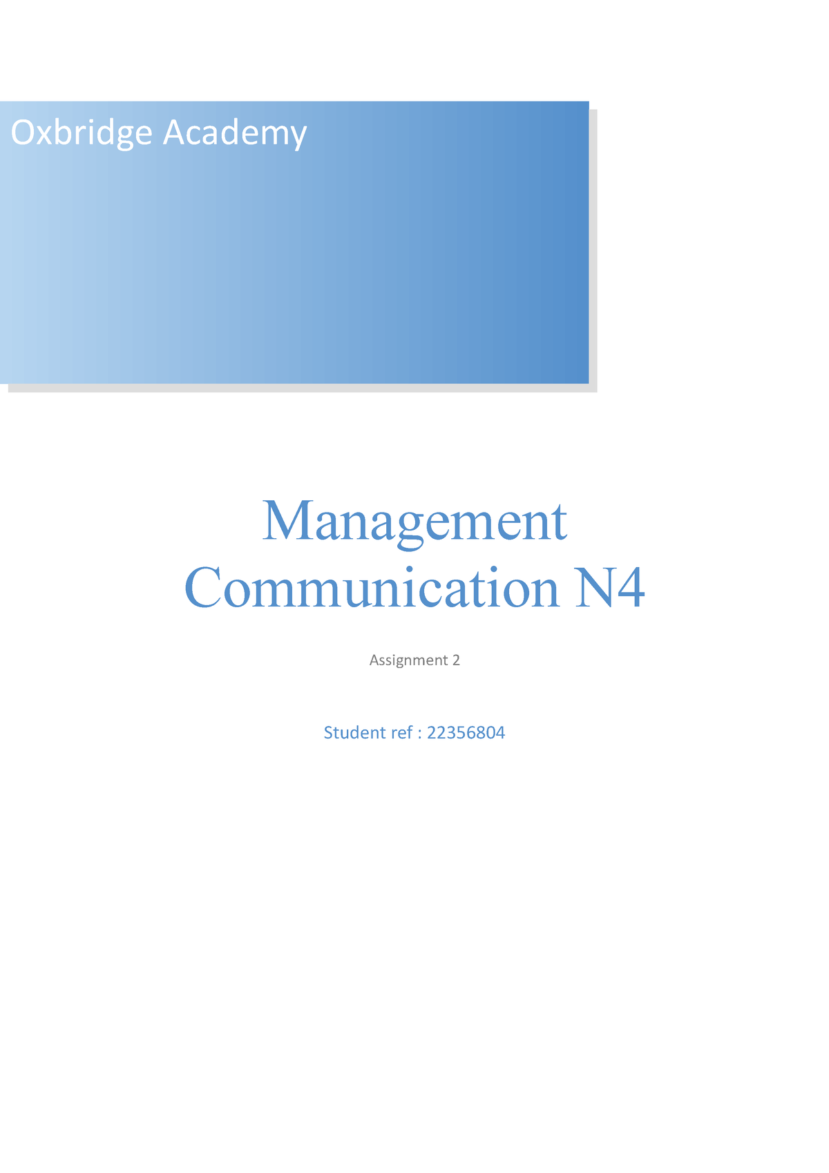 communication management n4 assignment