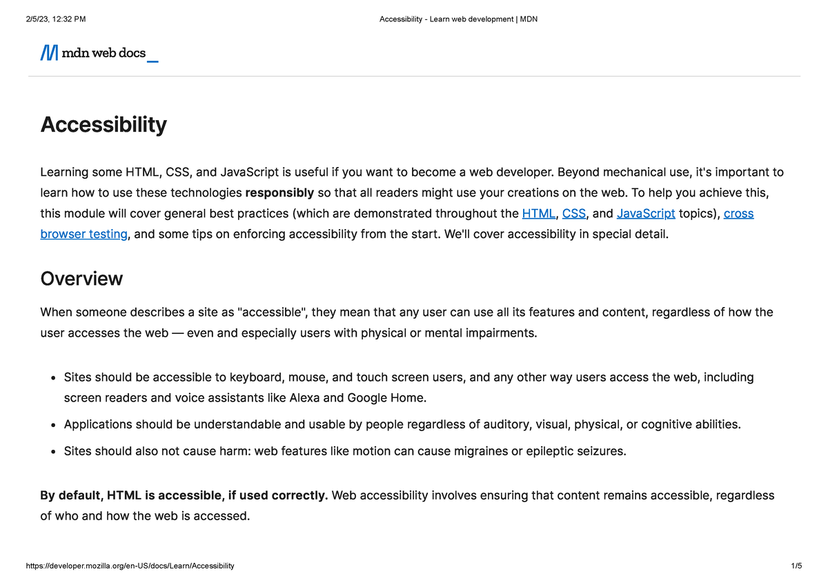 Accessibility - Learn Web Development MDN - Accessibility Learning Some ...