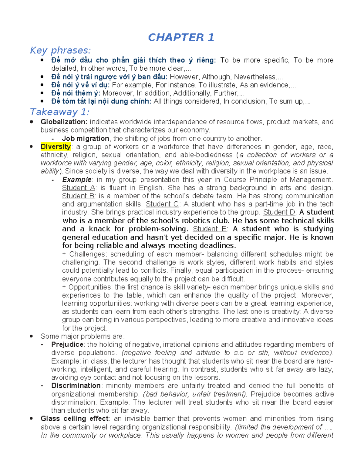 Chapter 1 Summary - CHAPTER 1 Key phrases: Để mở đầu cho phần giải ...