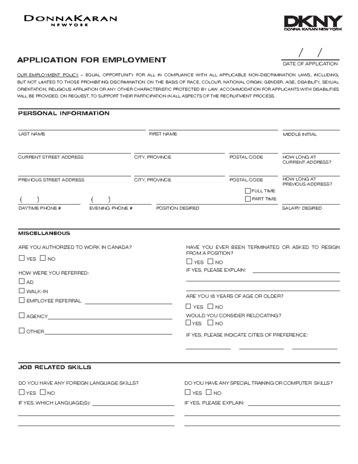 Canadian Employment Application Rvsd Jan 2013 - Application For 