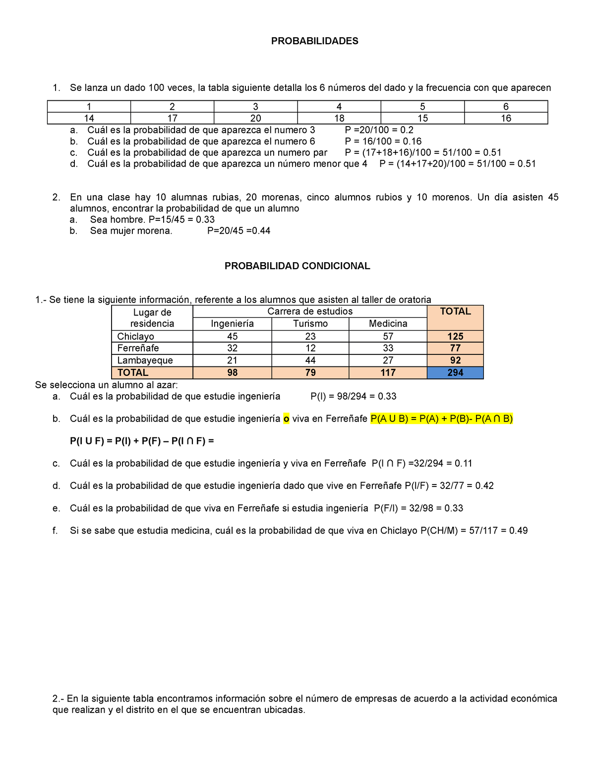 Ejercicios Resueltos-PROB. Clásica Y Condicional - PROBABILIDADES Se ...