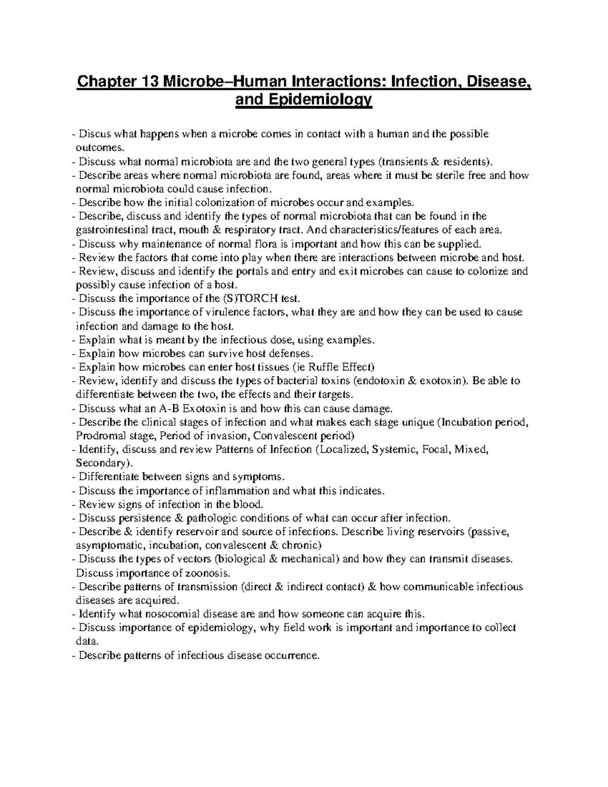 Exam 2 Study Guide Spring 2023 (Ch 13, Ch 6) - Chapter 13 Microbe–Human ...