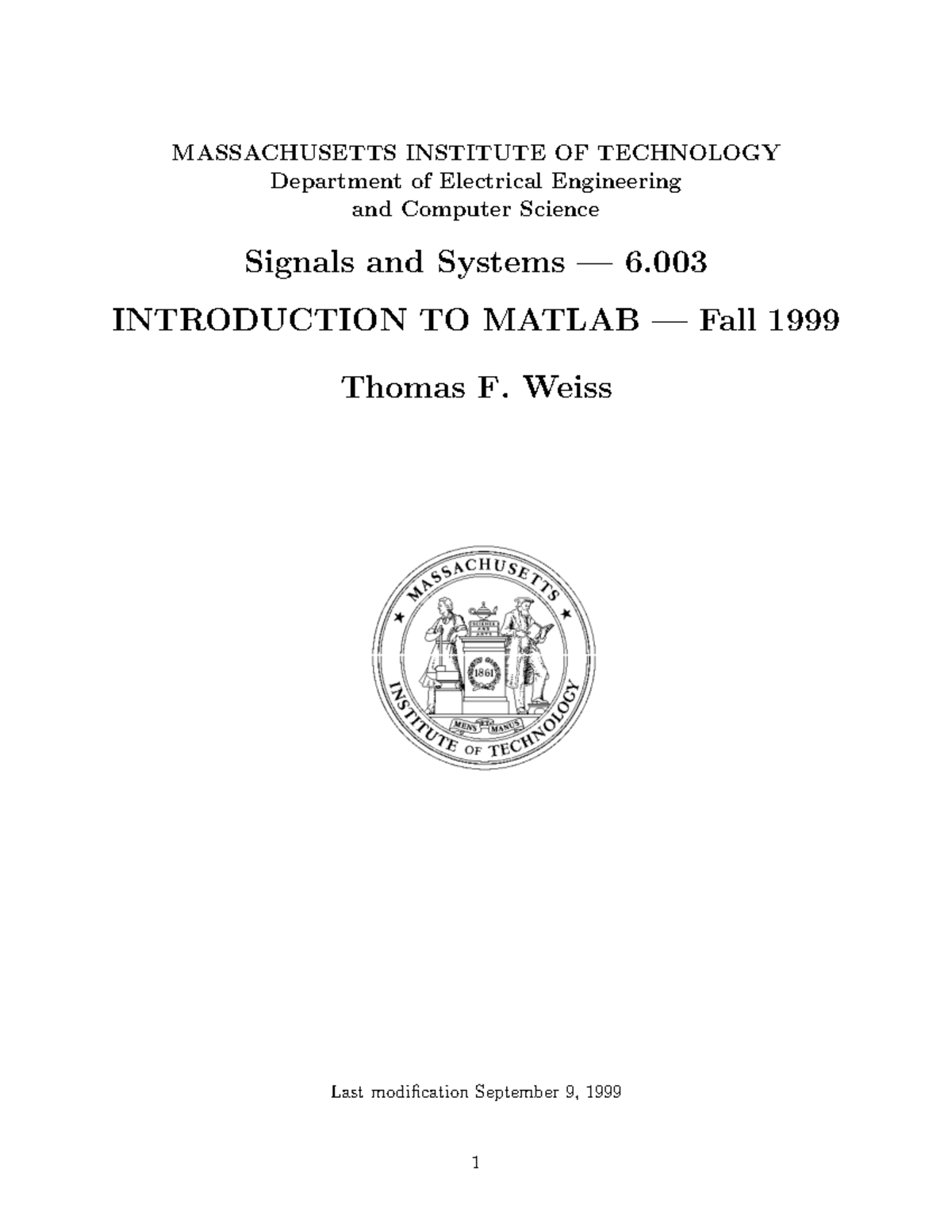 - Matlab Tutorial for Systems and Control Theory-MIT (1999 ...