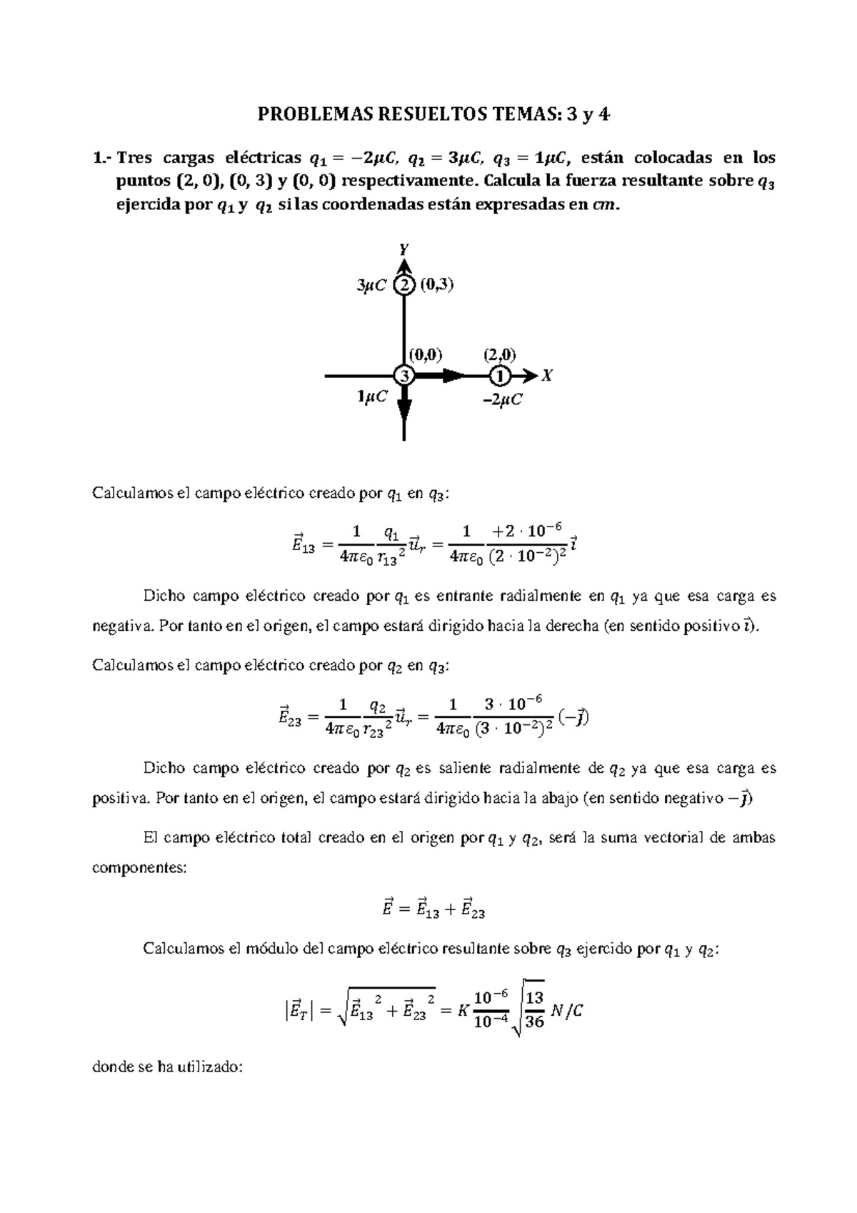 Stemas 3y4 - Ejercicios Resueltos Campo Electrico - PROBLEMAS RESUELTOS ...