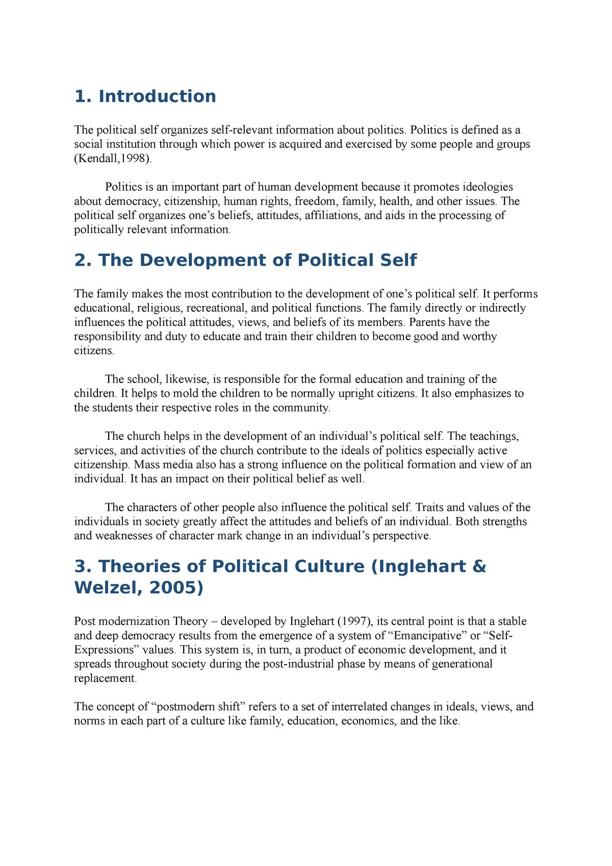 what is political self essay