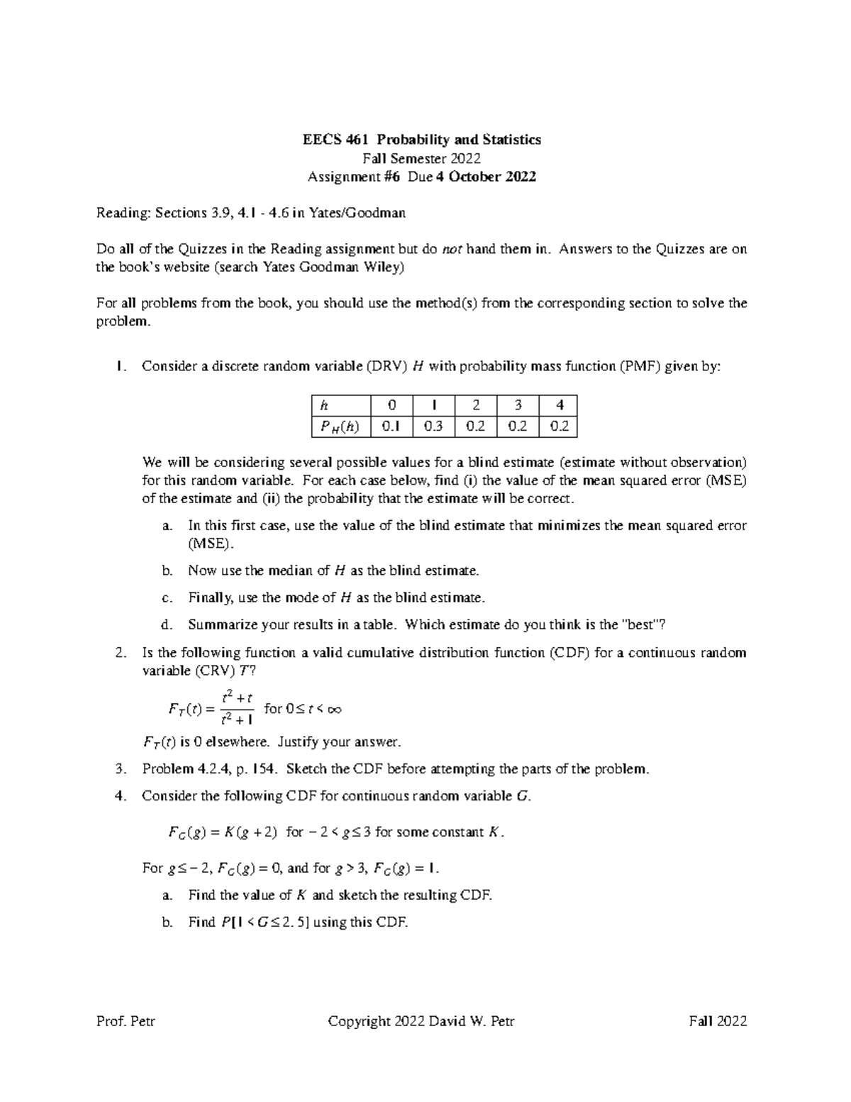 homework 6 probability simulation estimation and assessing models