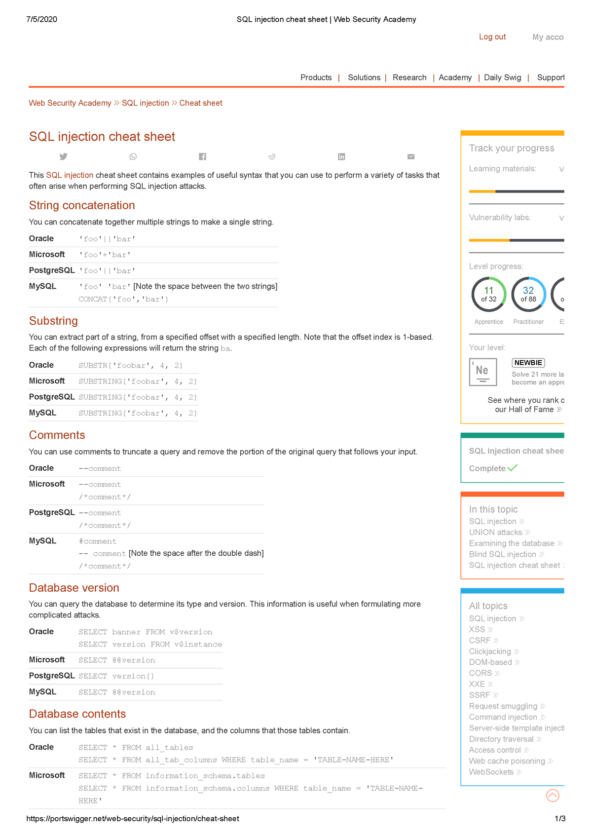 XSS cheat sheet di PortSwigger