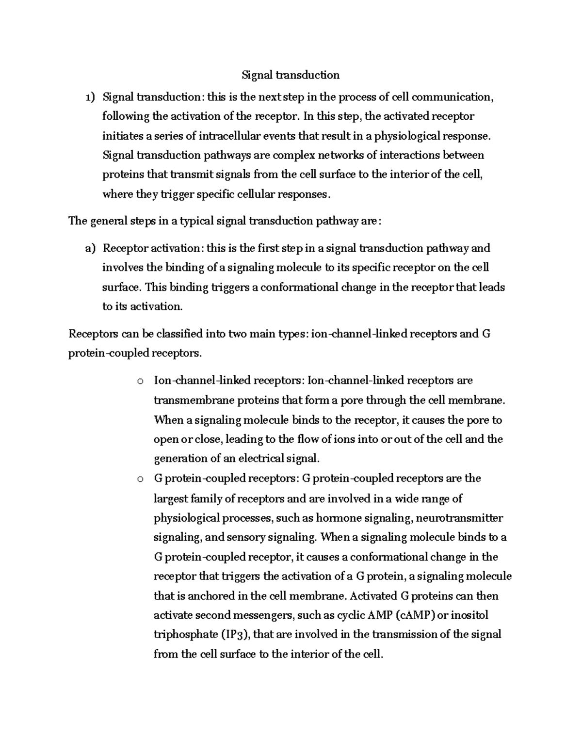 Cell communication (Signal transduction) Signal transduction Signal
