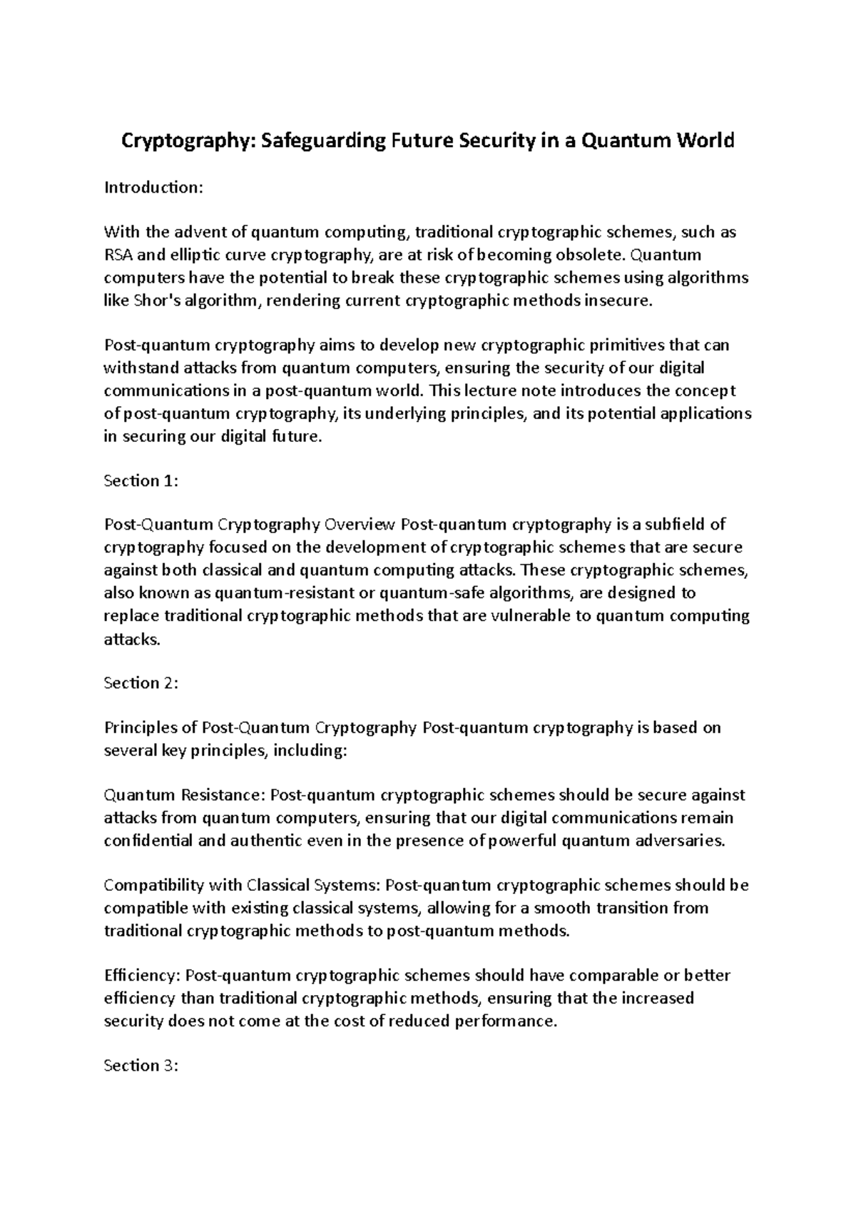 Cryptography- Safeguarding Future Security in a Quantum World ...