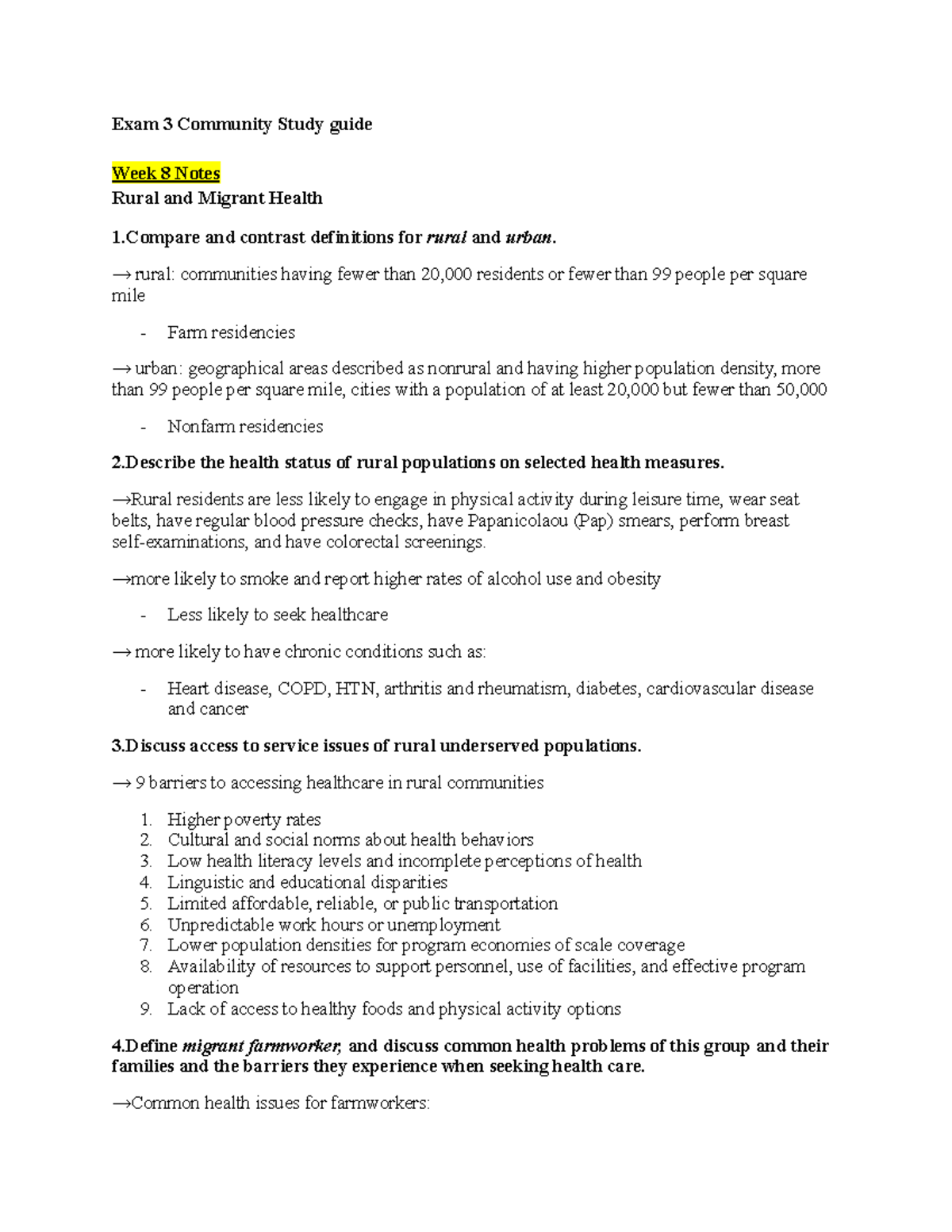 Exam 3 Community Study Guide - Exam 3 Community Study Guide Week 8 ...