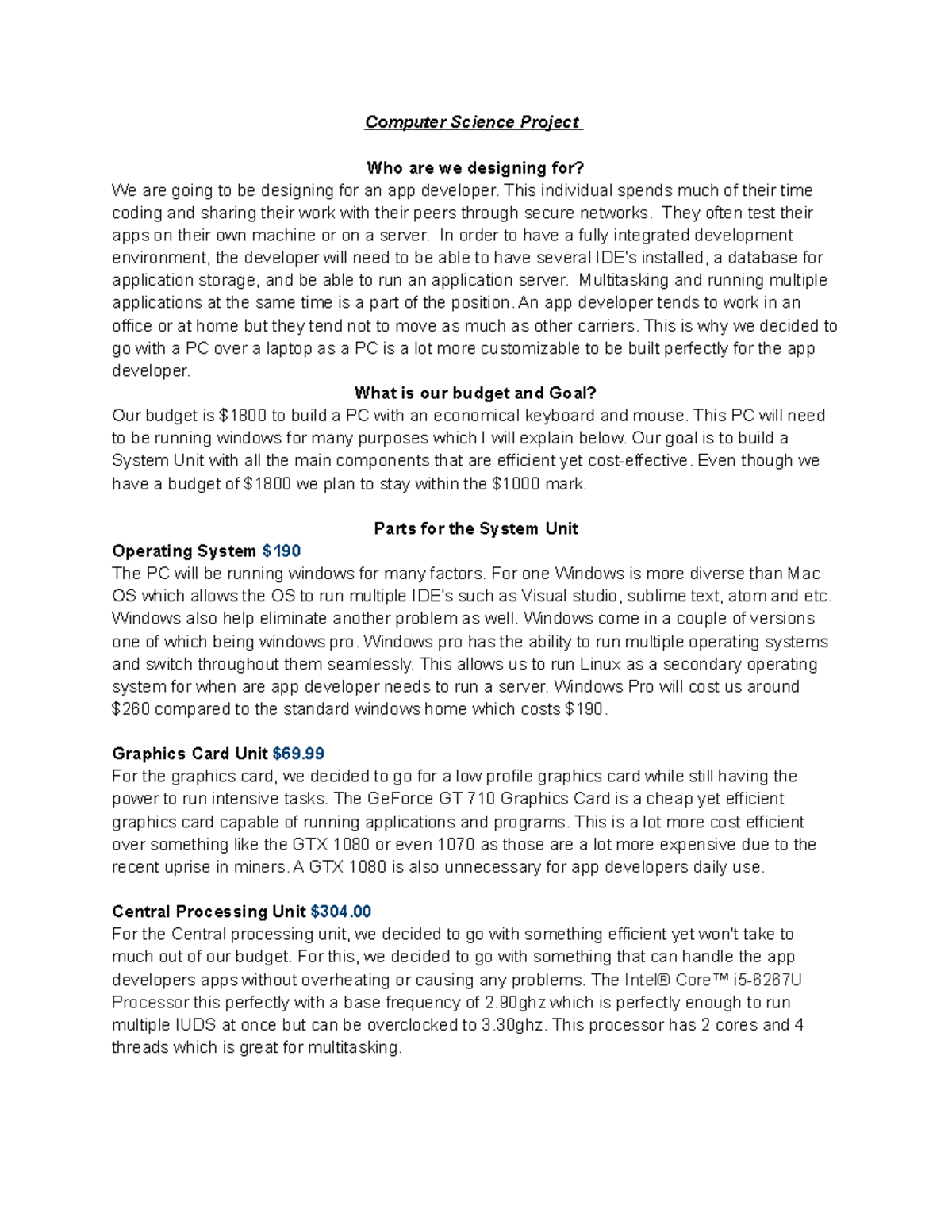 Designing a computer project notes for compsci - Computer Science ...