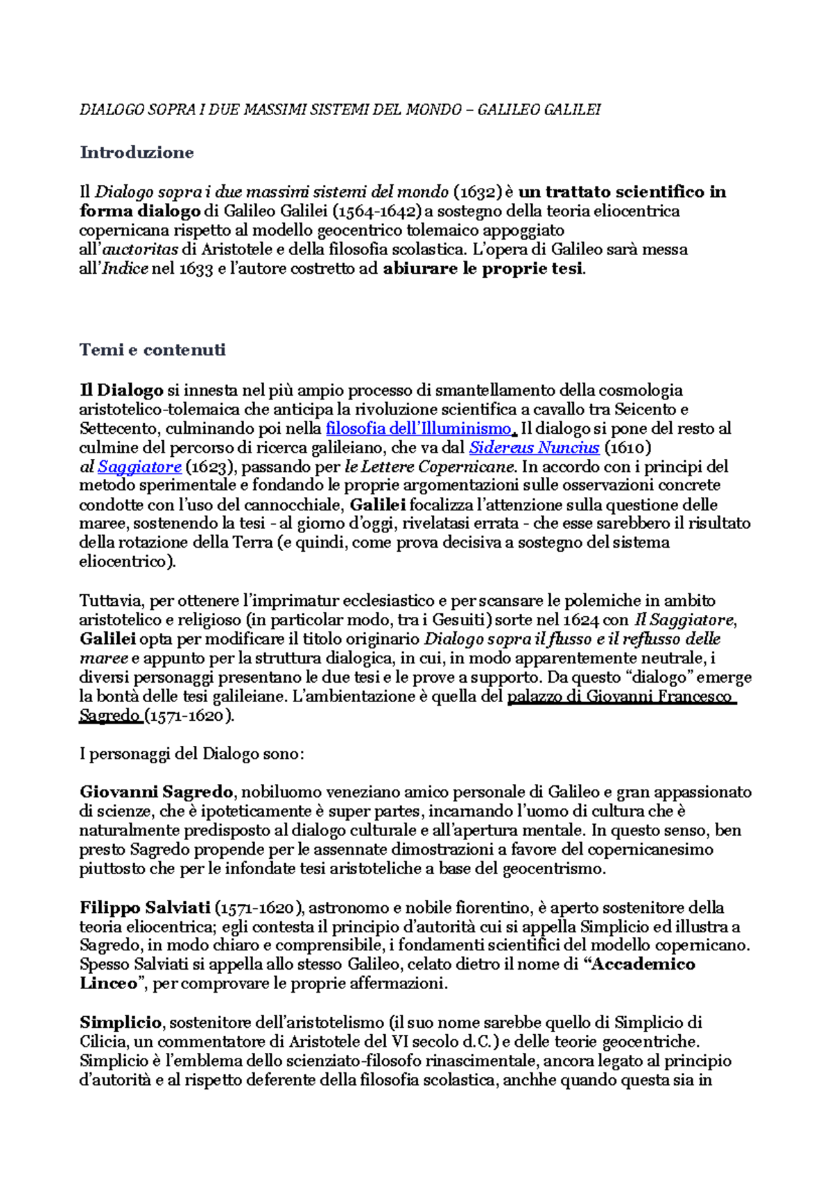 Dialogo Sopra I DUE Massimi Sistemi DEL Mondo – Galileo Galilei ...