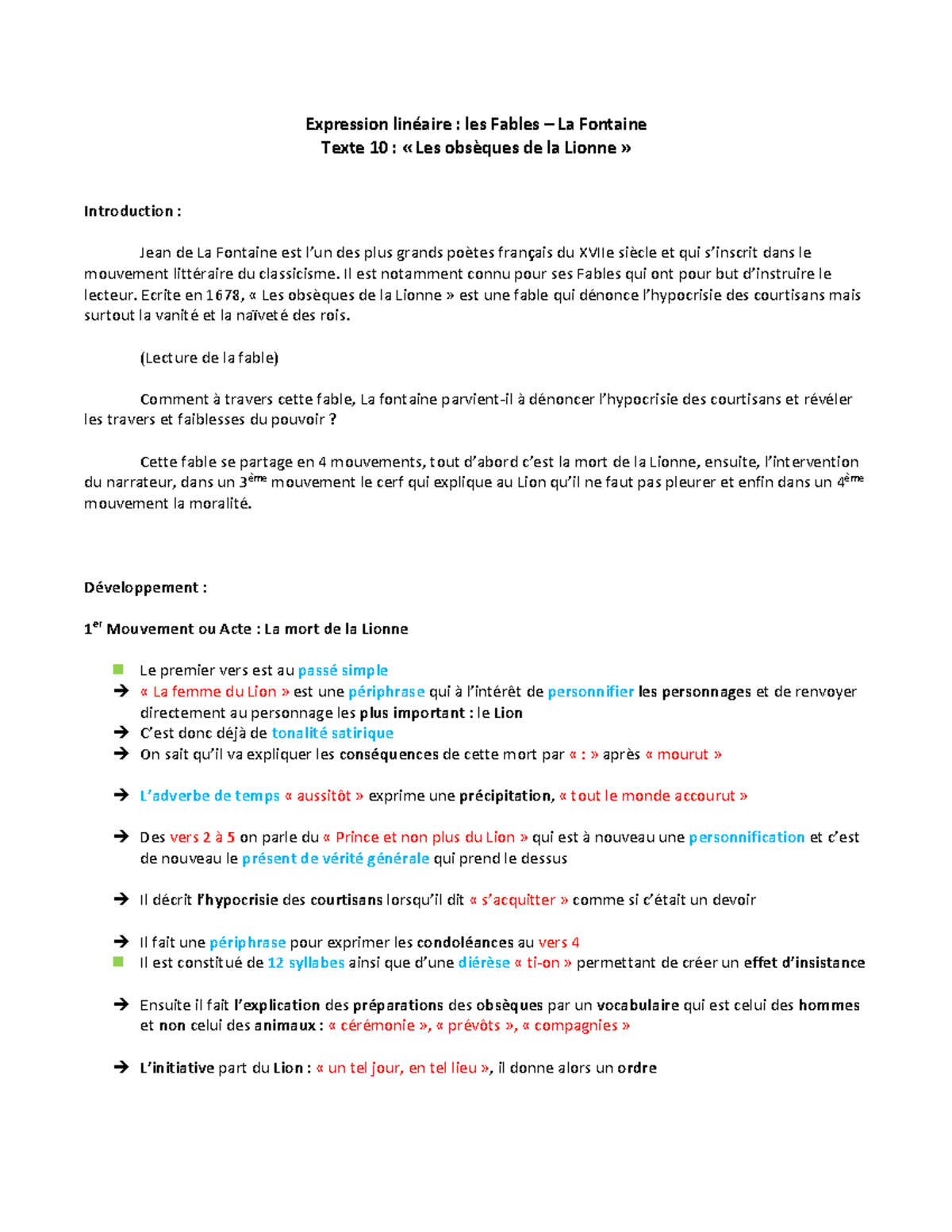 Texte 5 Les Fables - Expression linéaire : les Fables – La Fontaine ...
