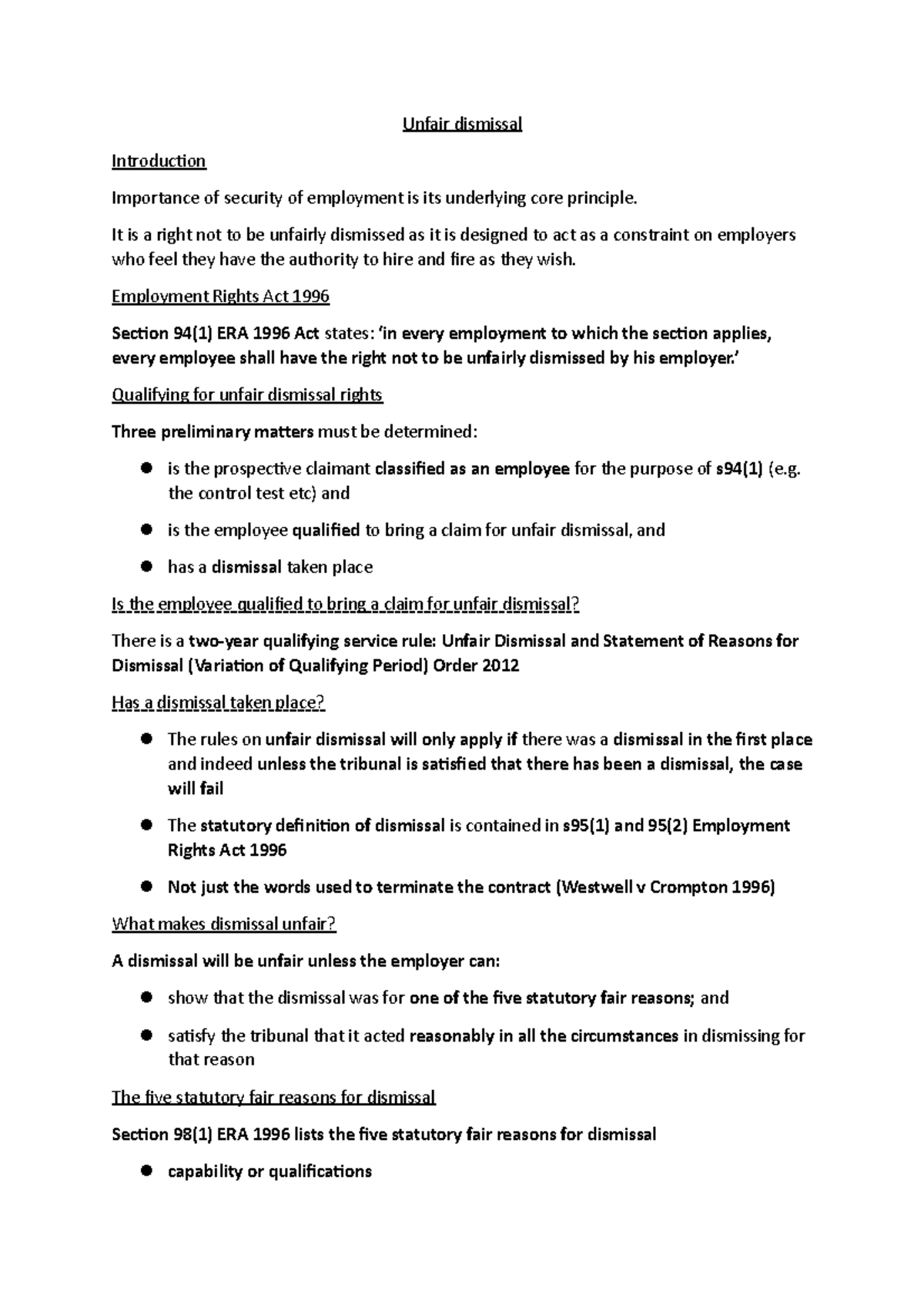 Dismissals: Lawful, Unlawful and Redundancy - ToughNickel