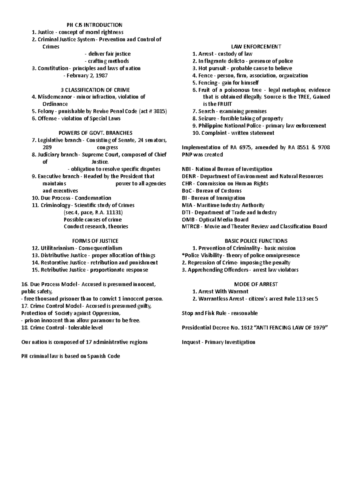 CLJ definition of terms - PH CJS INTRODUCTION Justice - concept of ...