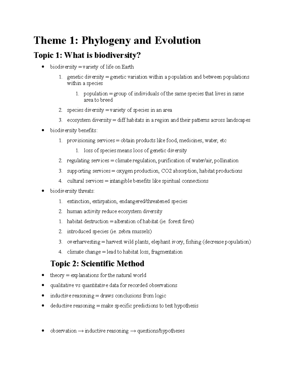 Biology 108 Notes - Theme 1: Phylogeny And Evolution Topic 1: What Is ...