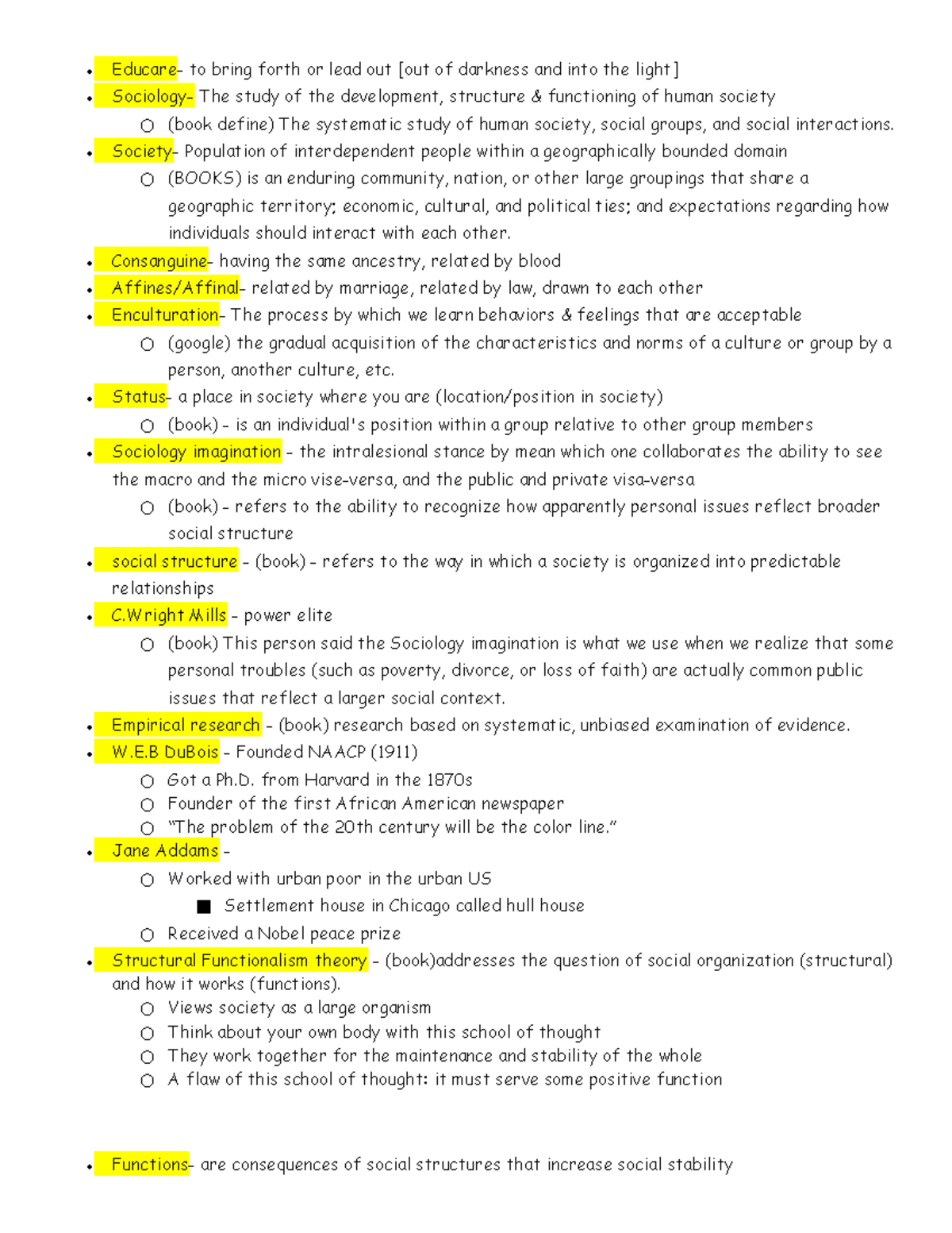 Socs exam 1 - Sociology Notes - Educare- to bring forth or lead out ...