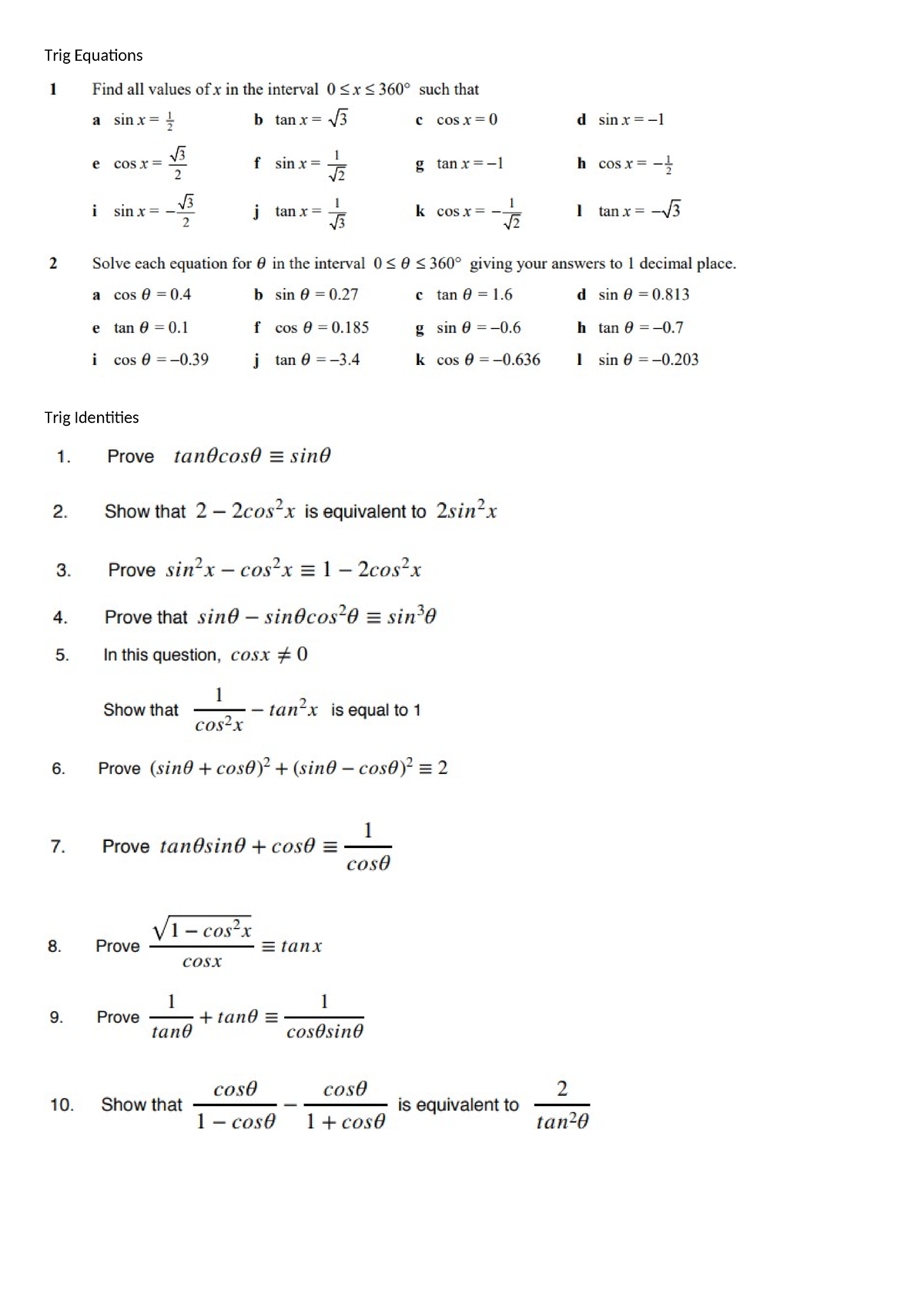 P1-Chp10 Trig identities LHS to RHS and simple equations - Trig ...