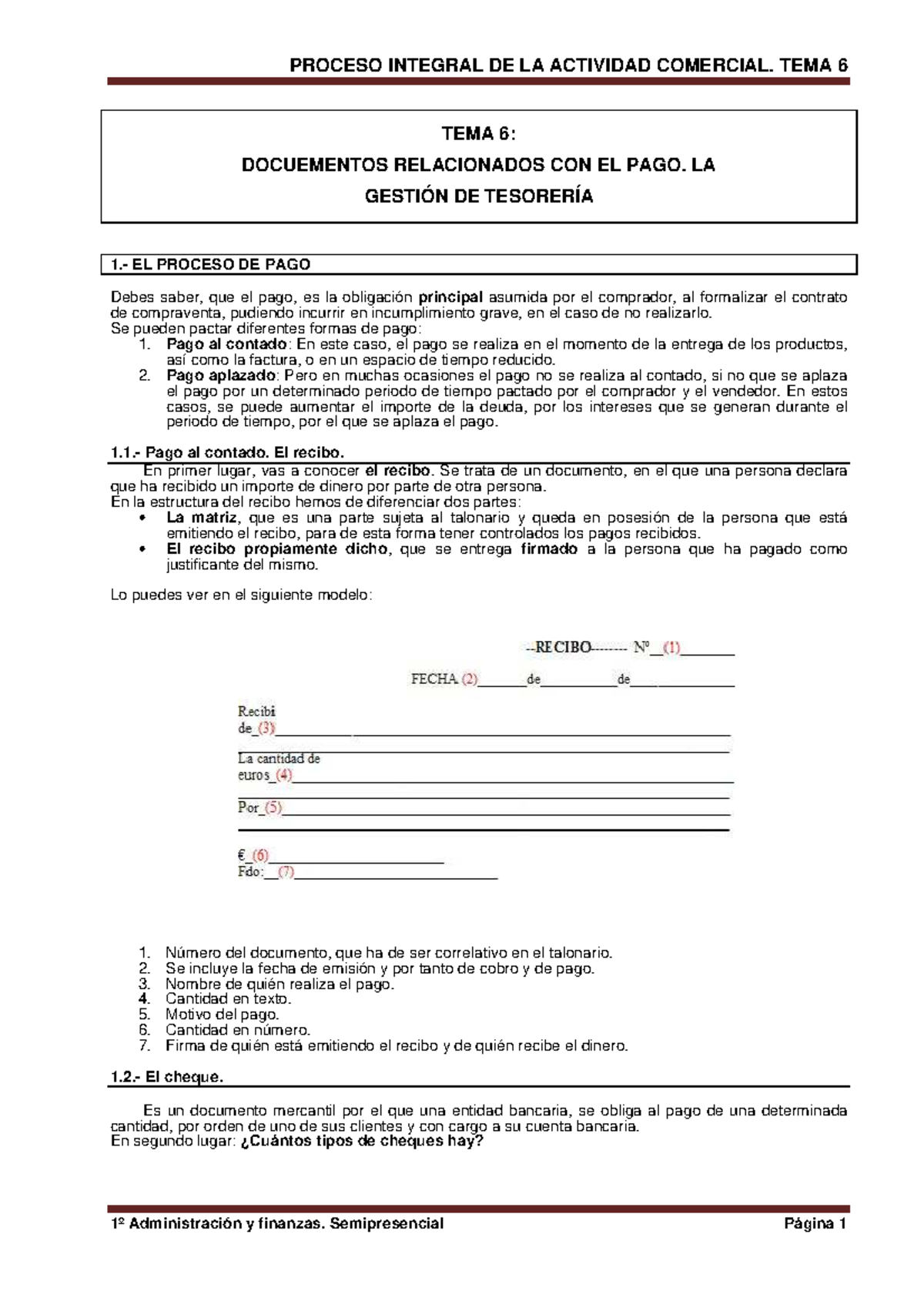 Apuntes Letra Cheque Y Pagaré Tema 6 Docuementos Relacionados Con El Pago La GestiÓn De 9026