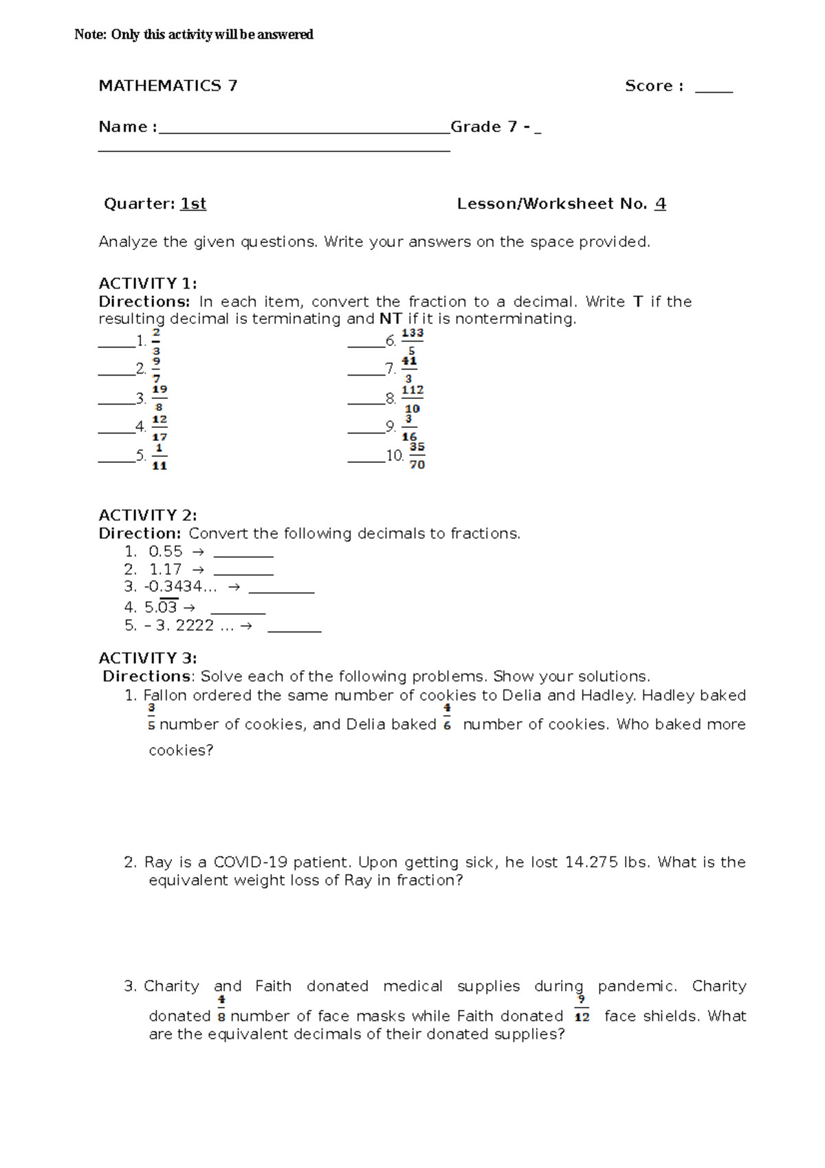 Quarter 1 mod 4 assessment - BSED Math - BulSU - Studocu