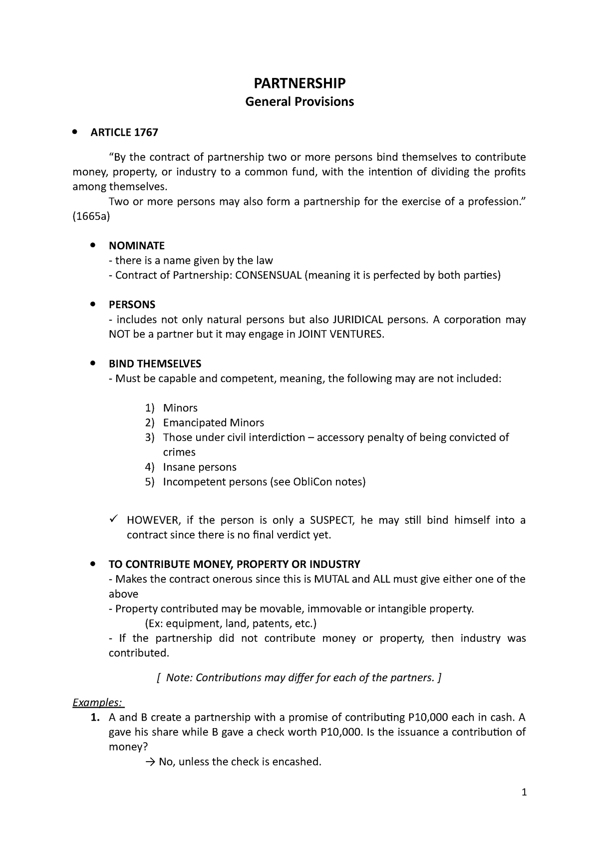 (1) Partnership - General Provision - PARTNERSHIP General Provisions ...