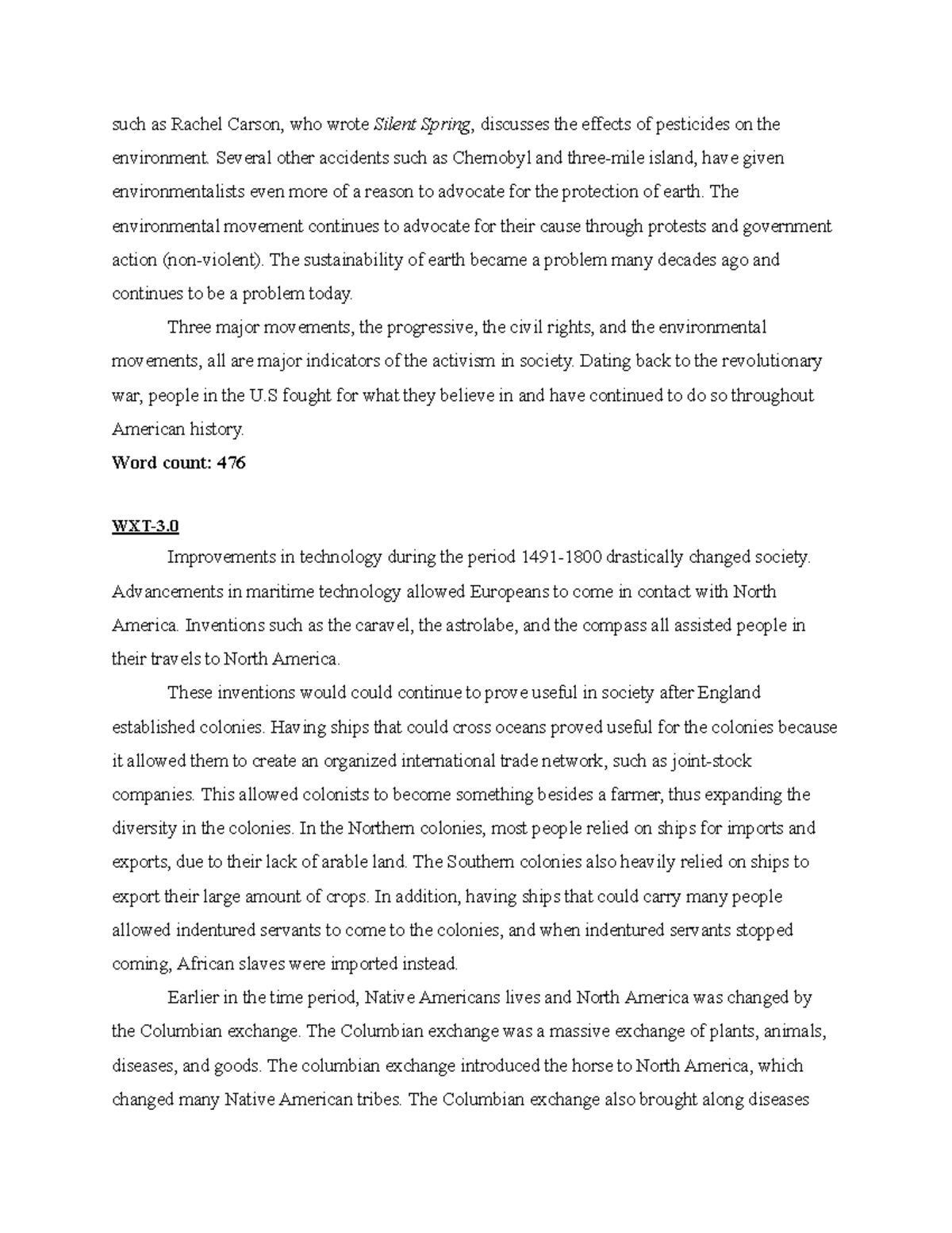 Themes 2 - such as Rachel Carson, who wrote Silent Spring, discusses ...