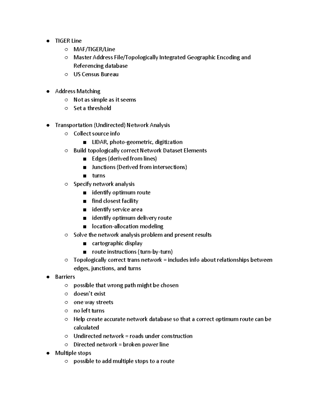 GIS Final Review Notes - TIGER Line MAF/TIGER/Line Master Address File ...