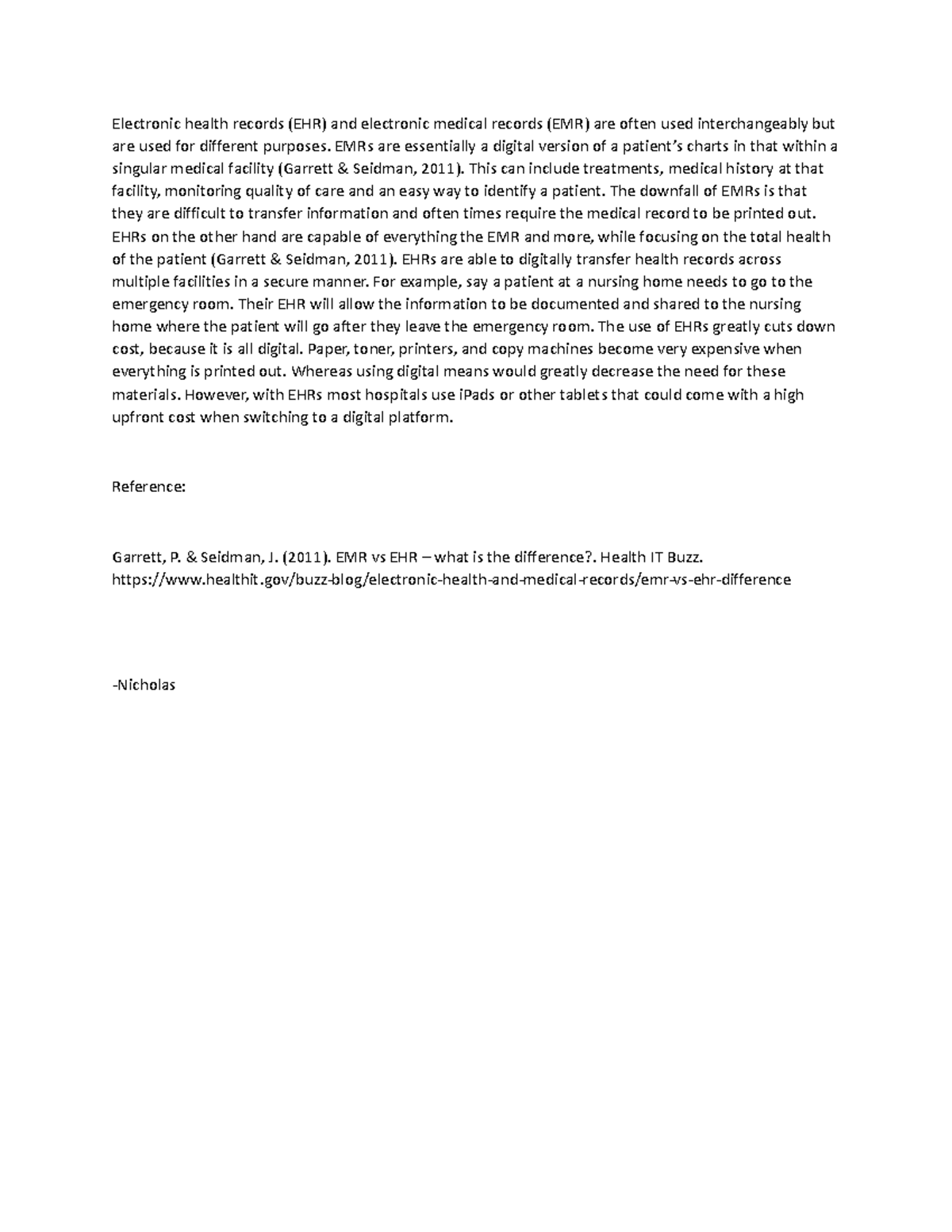 DQ 31 Discussion questions Electronic health records (EHR) and