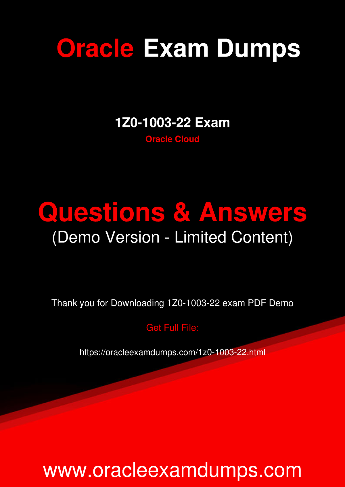 1Z0 1003 22 demo - The 1Z0-1003-22 dumps pdf design contains a few  questions and answers that are - Sns-Brigh10