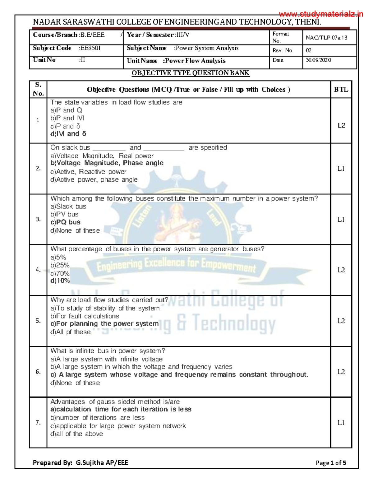 MCQ-PSA Unit 2 - unit wise psa mcq questions and answers - NADAR ...