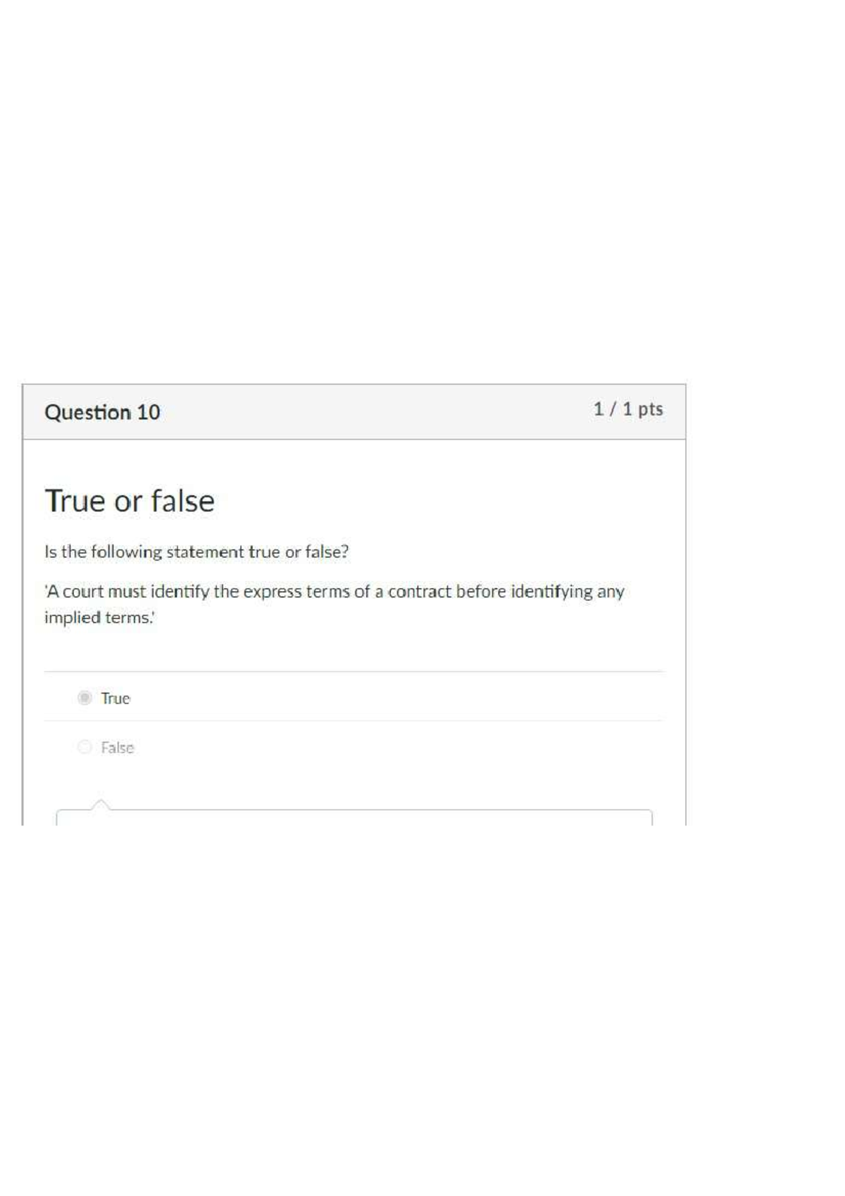 Quiz 6 solutions - Question 10 1 pts True or false Is the following ...