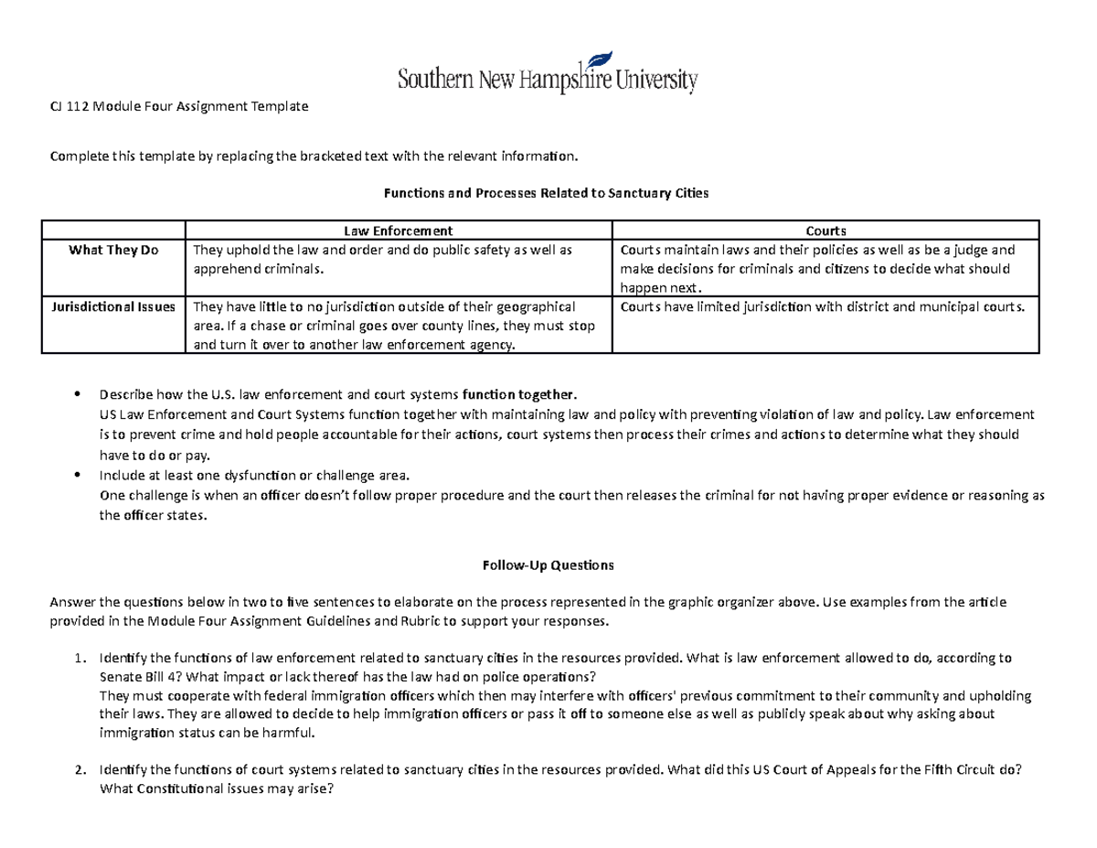 CJ 112 Module Four Assignment Template - CJ 112 Module Four Assignment ...