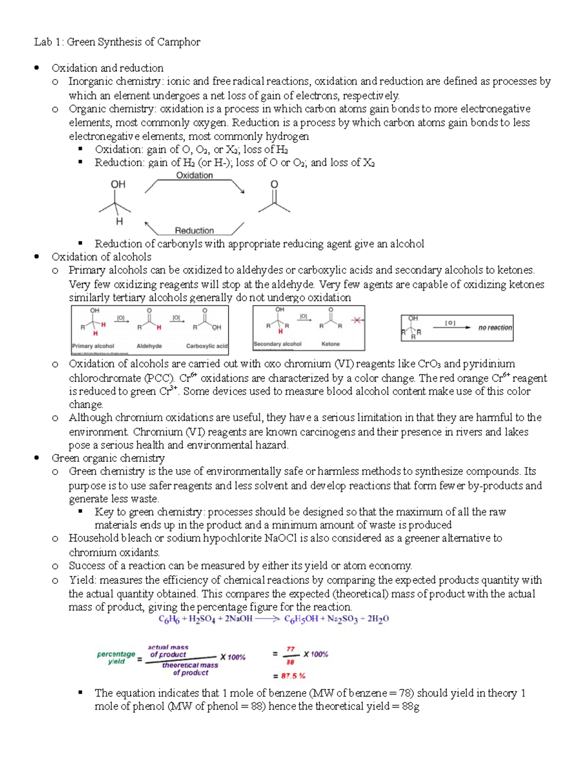 CHE202L Final Exam Study Guide - Lab 1: Green Synthesis of Camphor ...