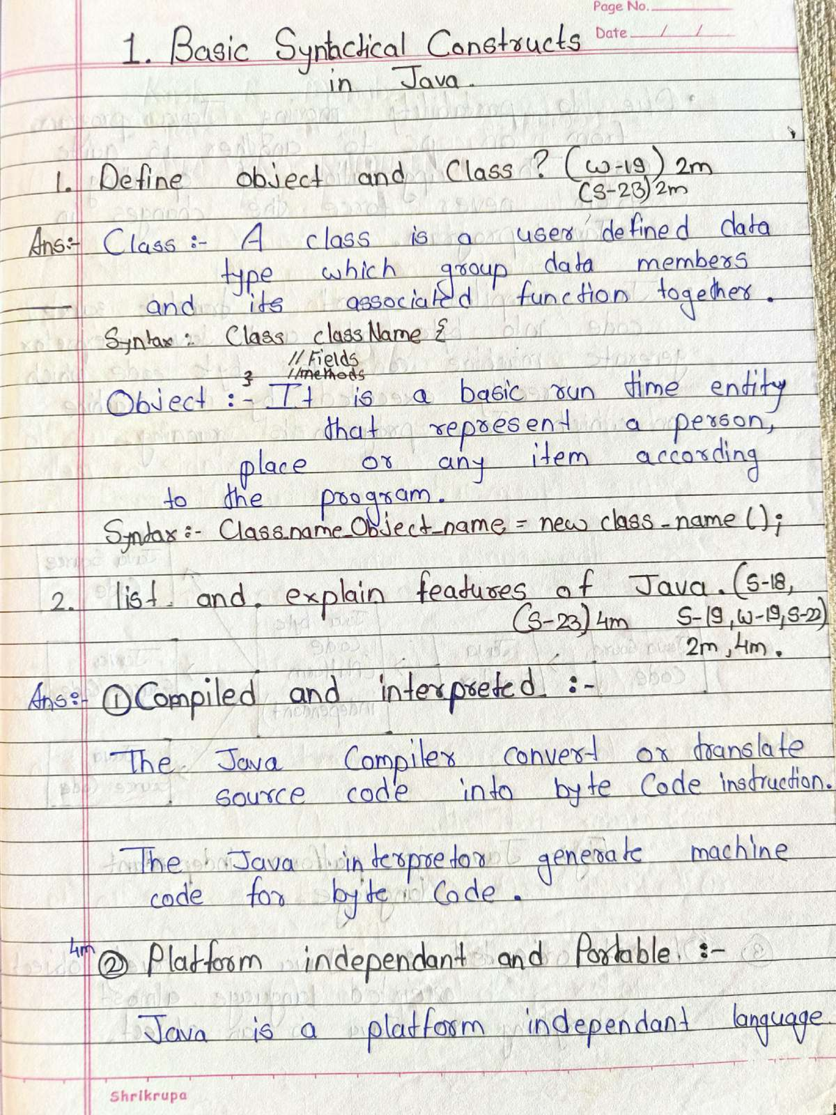 ¥JPR compressed - Imp. - Page No. 1. Basic Syntactical Constructs Date ...