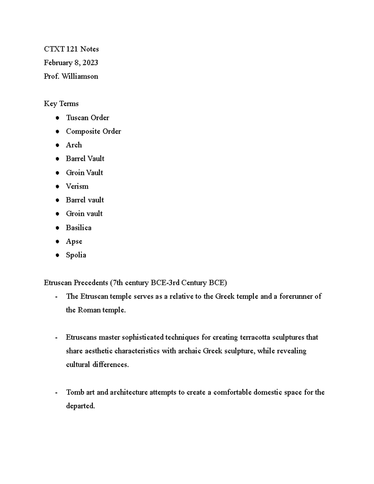 CTXT 121 Notes - Class 10 - CTXT 121 Notes February 8, 2023 Prof ...