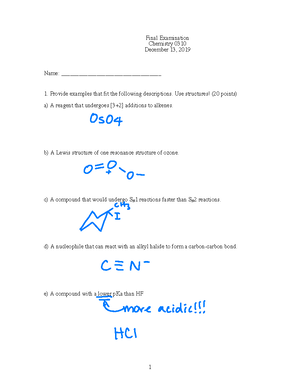 CHEM0310 Study Guide 1 Spring 2021 - Syllabus for Midterm Exam 1 ...