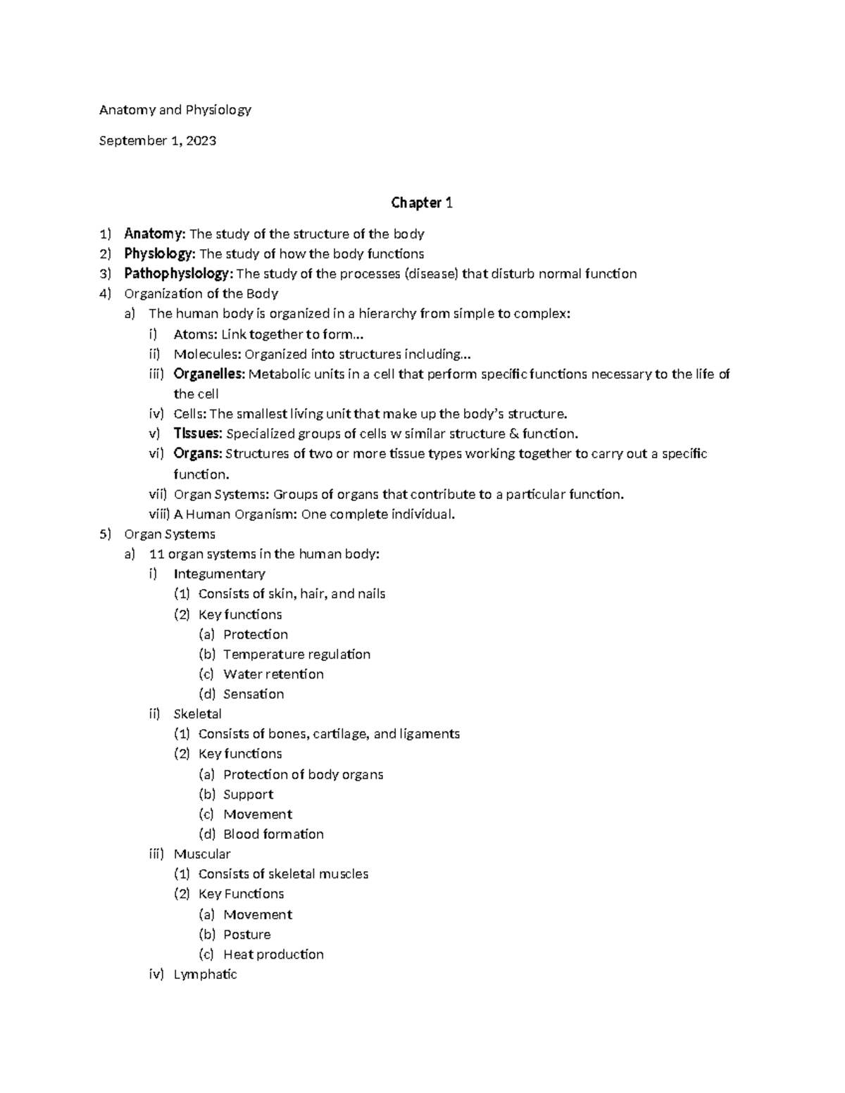 Anatomy-and-Physiology Chapter 1 - Anatomy and Physiology September 1 ...