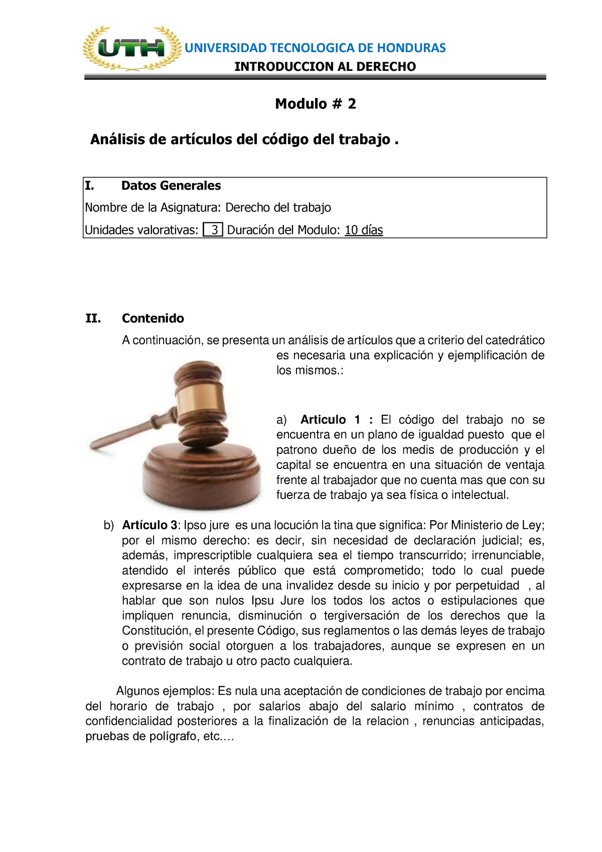 Modulo-2 - El Derecho Laboral, Derecho Del Trabajo O Derecho Social Es ...