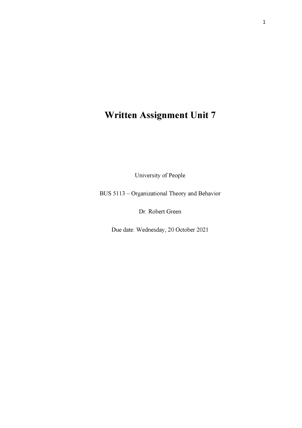 written assignment unit 7