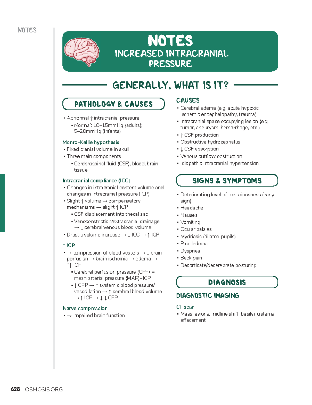 Increased Intracranial Pressure - NOTES NOTES INCREASED INTRACRANIAL ...