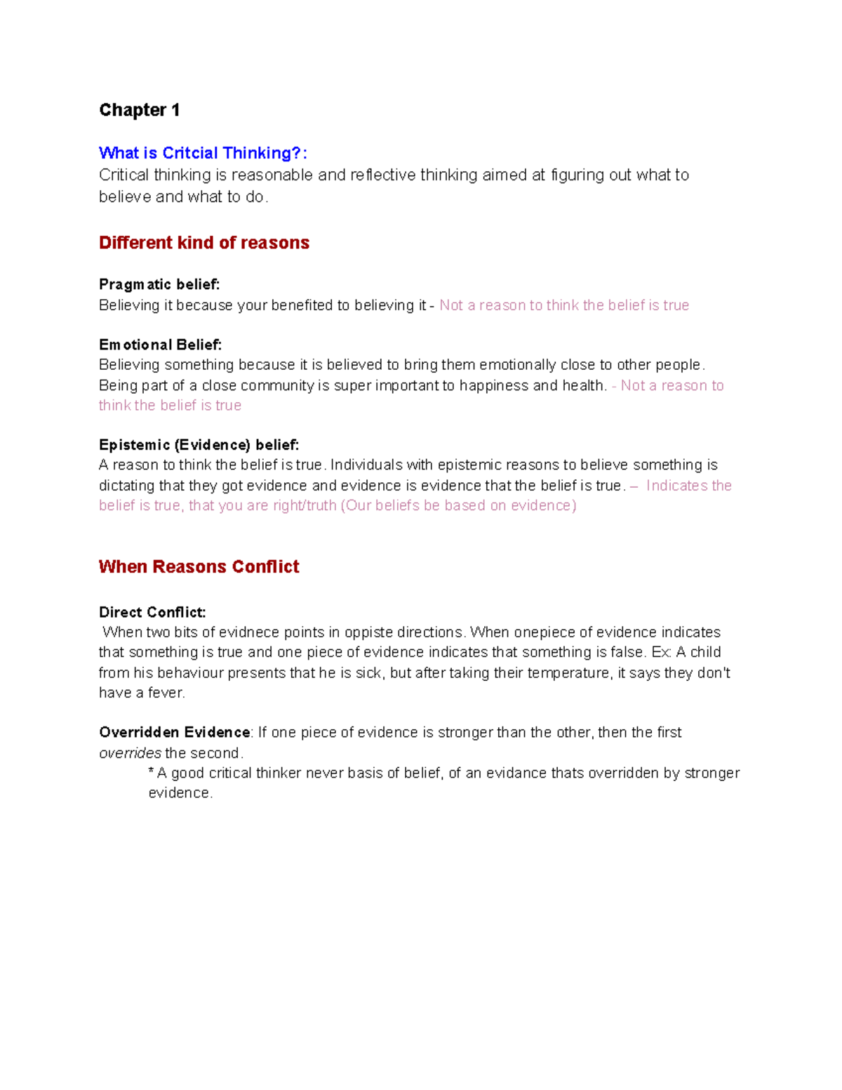 Critcial thinking test notes pratice - Chapter 1 What is Critcial ...