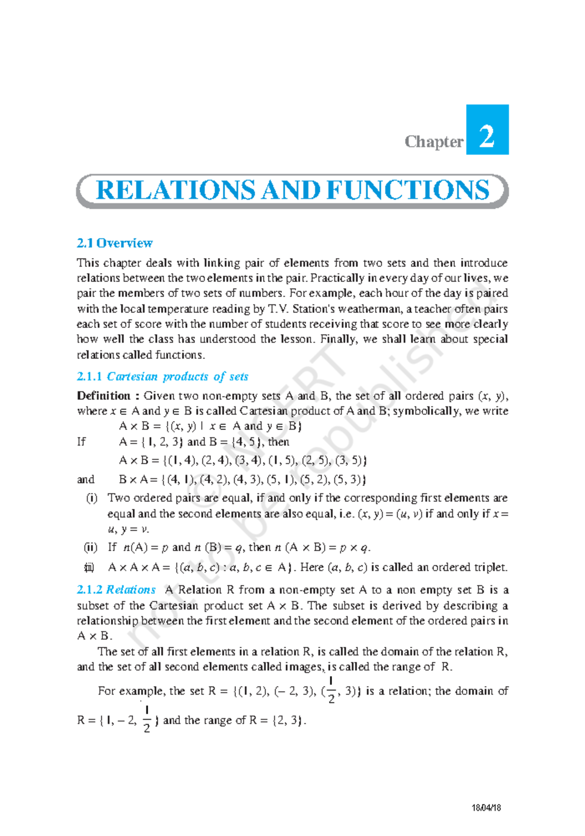 Functionand Relation - Lecture notes - 2 Overview This chapter deals ...