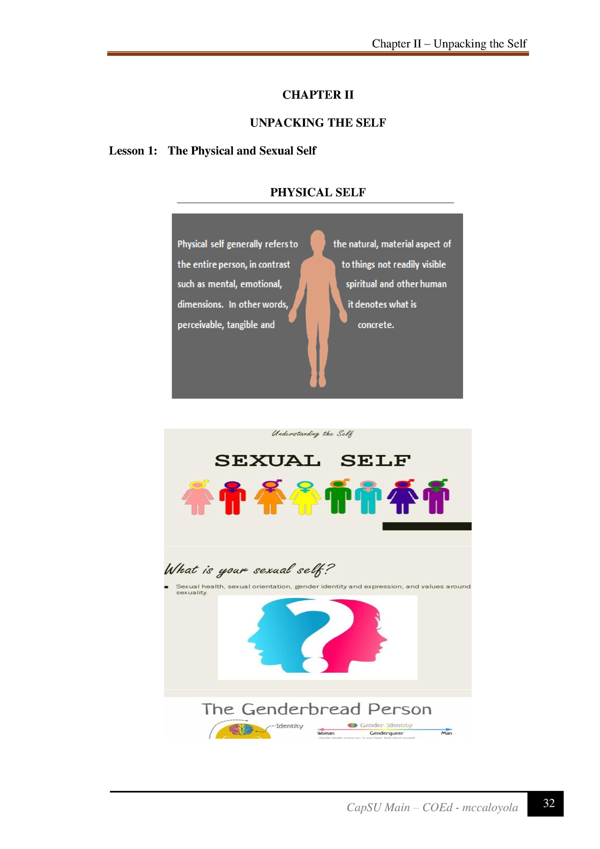 Chapter Ii Understanding The Self Chapter Ii Unpacking The Self Lesson 1 The Physical And 1495