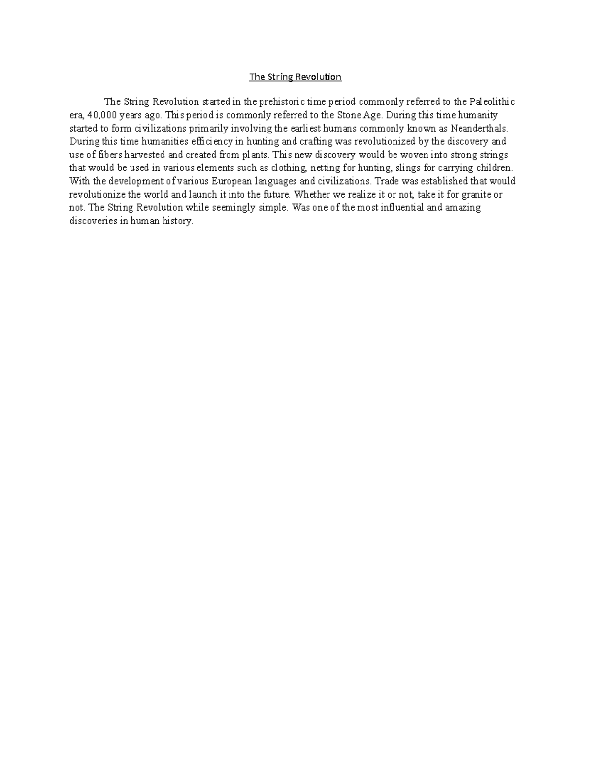 The String Revolution - This period is commonly referred to the Stone ...
