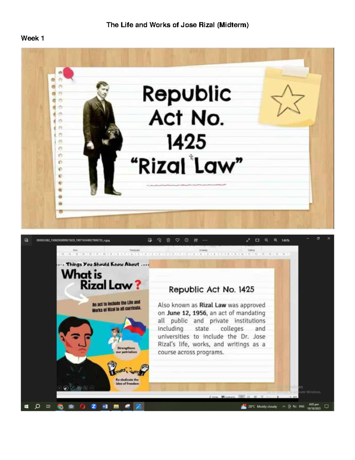 The Life and Works of Jose Rizal Midterm - BS Entrepreneurship - Studocu