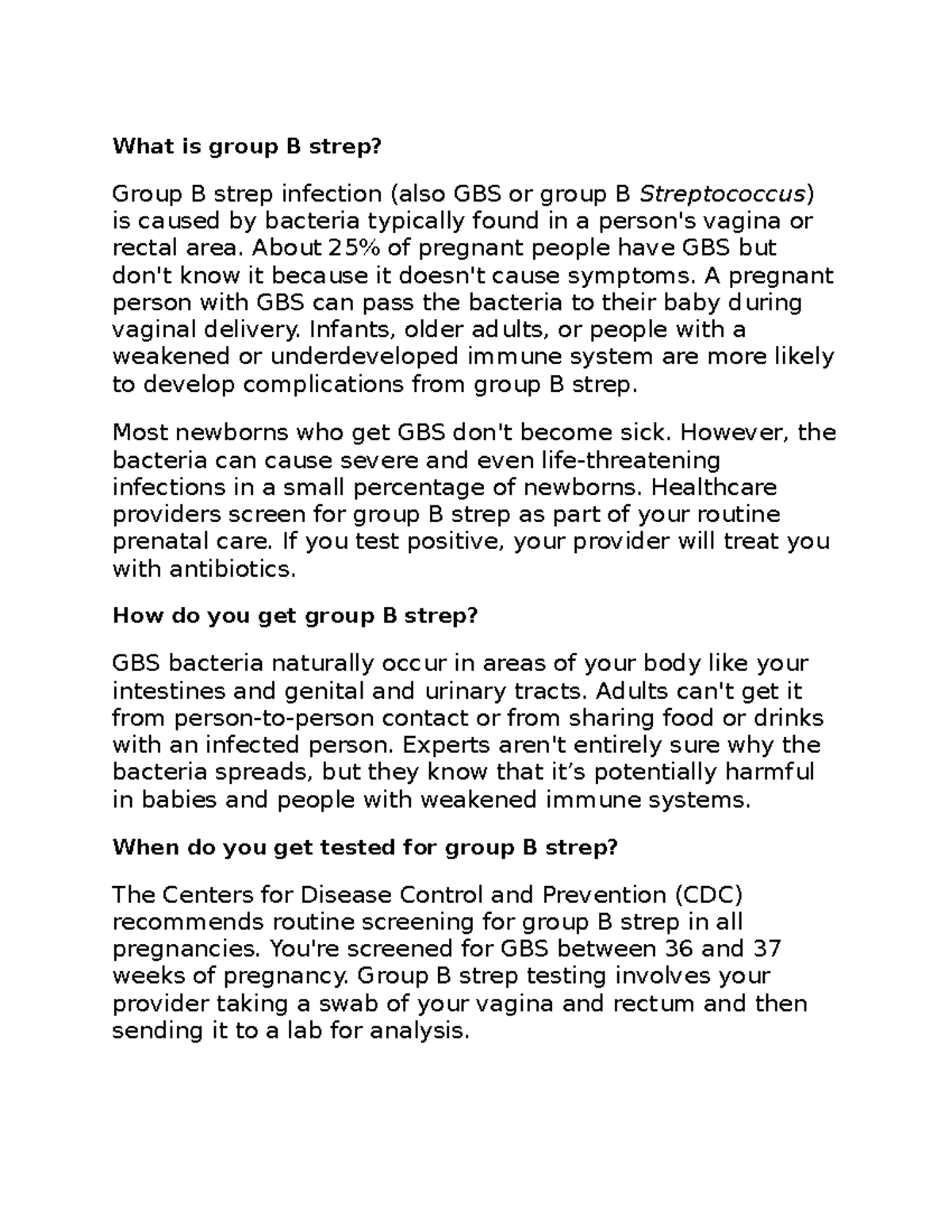 What Is Group B Strep - Disease Process - What Is Group B Strep? Group ...