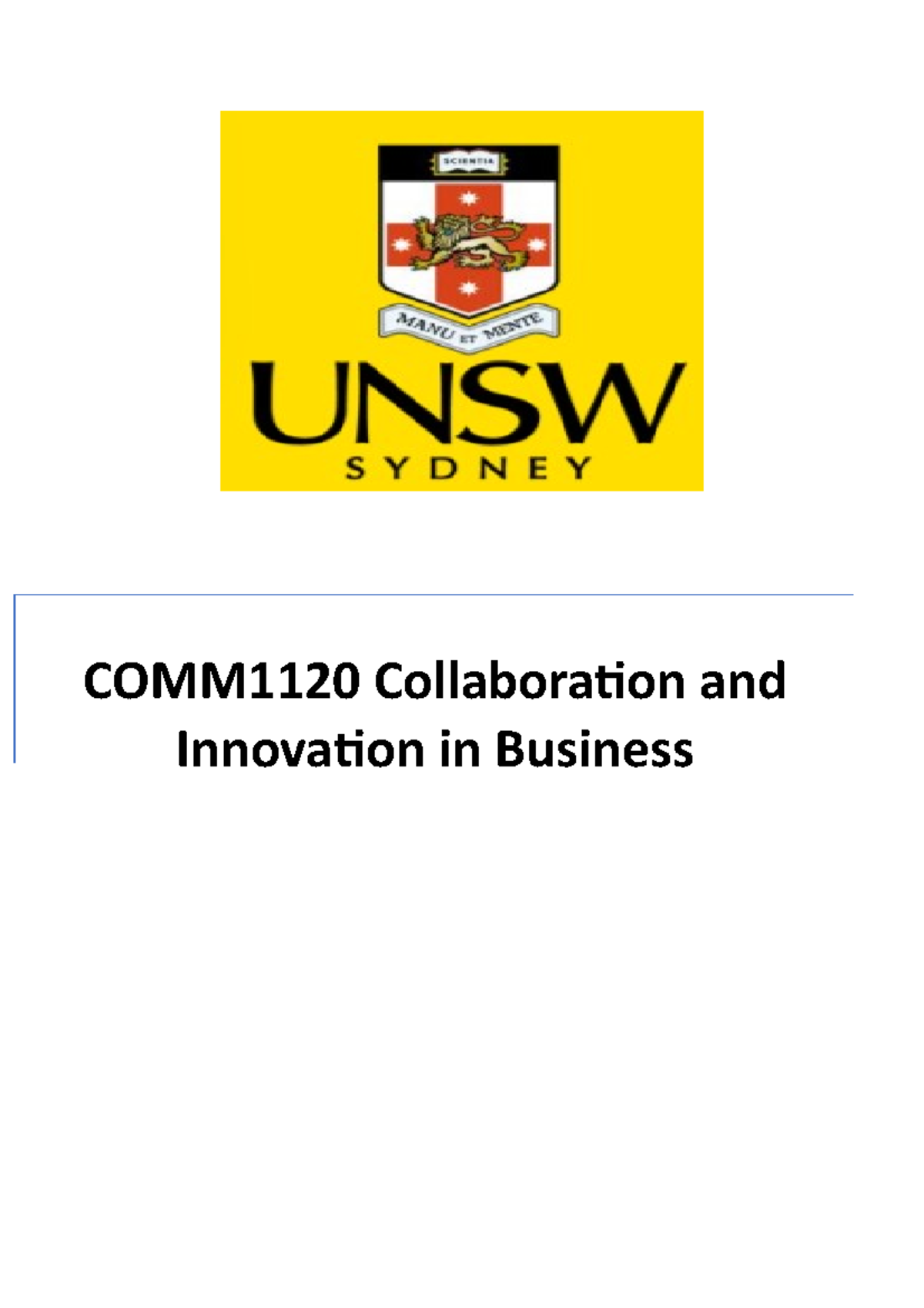 Assignment 1 - COMM1120 Collaboration And Innovation In Business ...